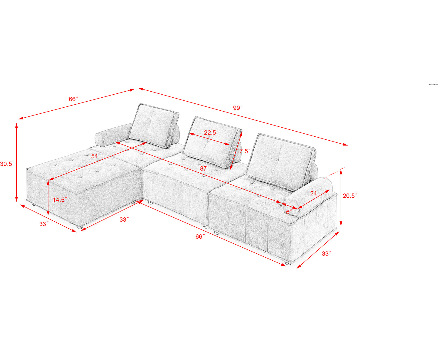 Melysen L-Shape Modular Sectional Sofa,DIY Combination,Chenille