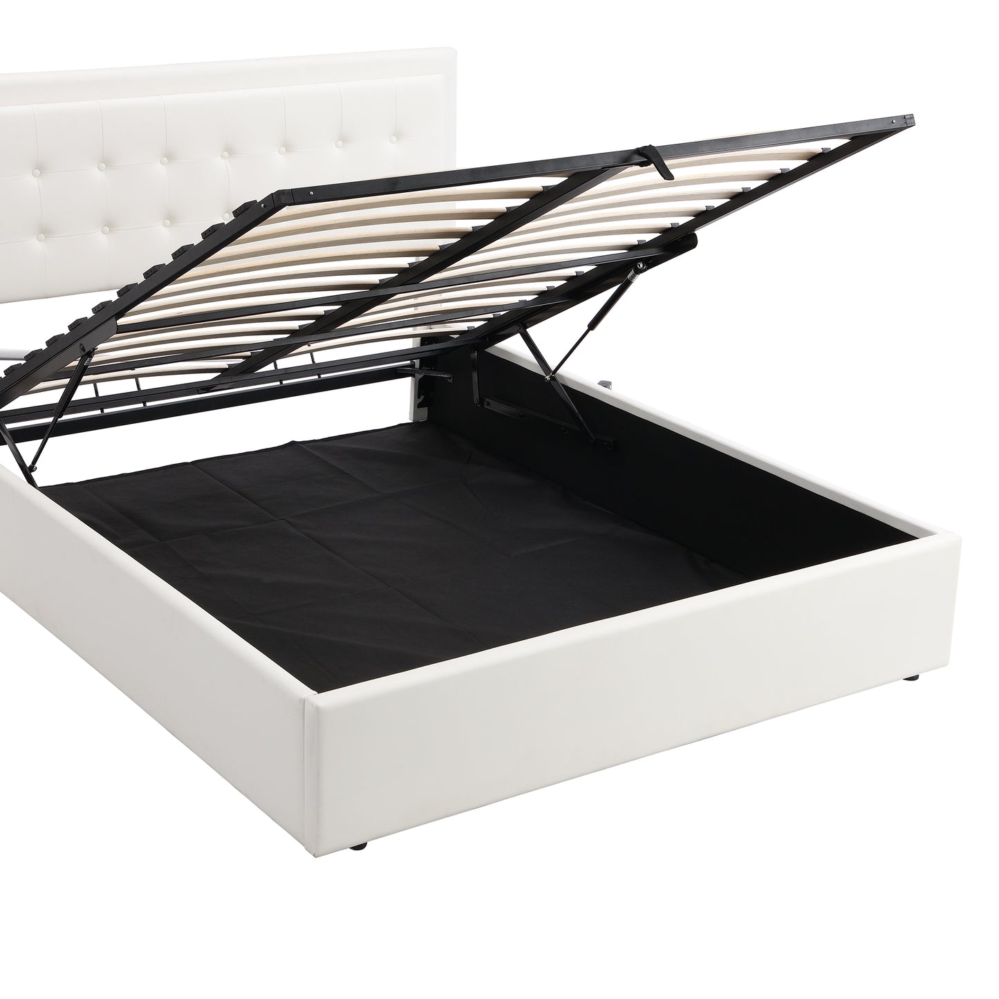 Melysen Queen Size Tufted Upholstered Platform Bed with Hydraulic Storage System,PU Storage Bed with LED Lights