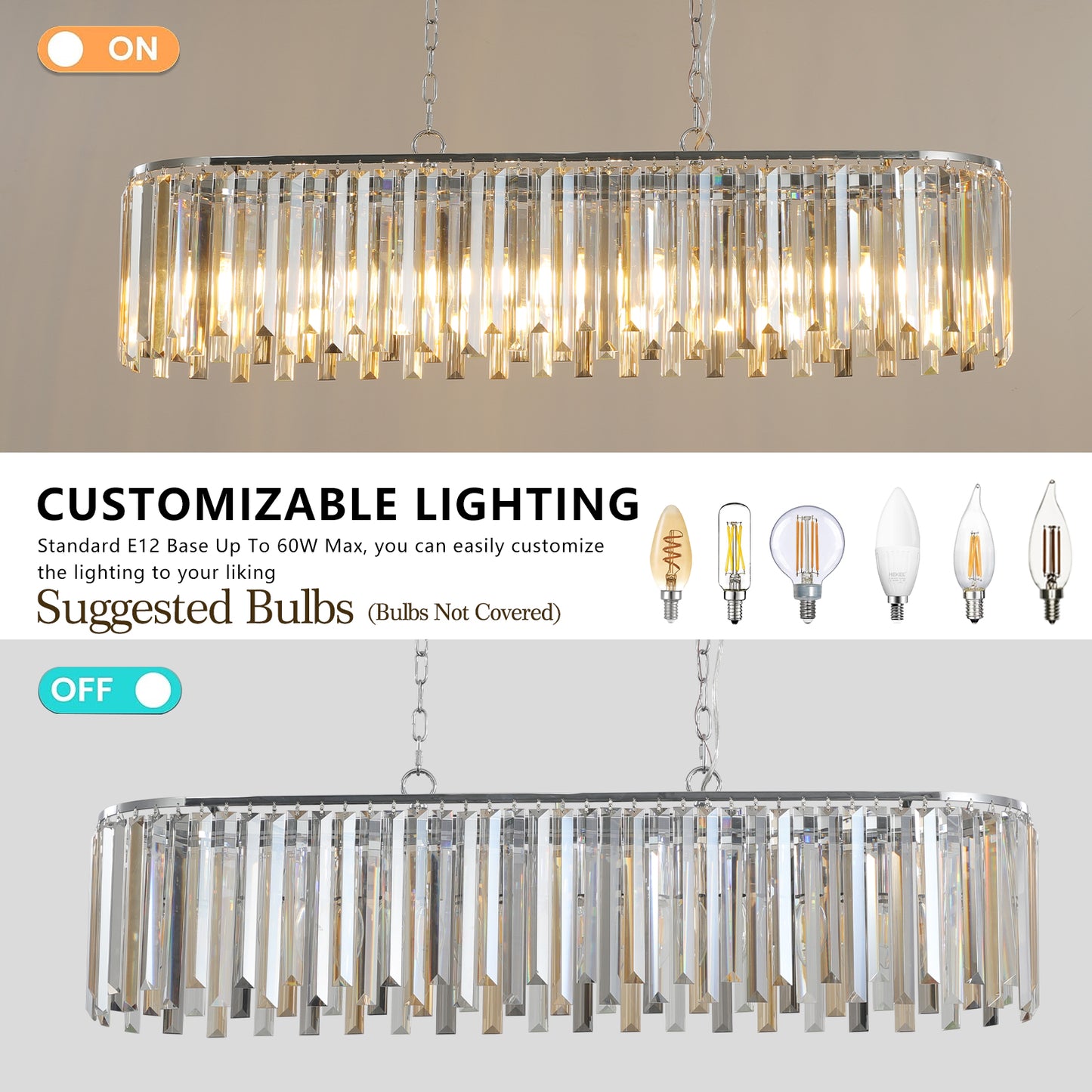 Luxurious transparent crystal chandelier(No Bulbs)