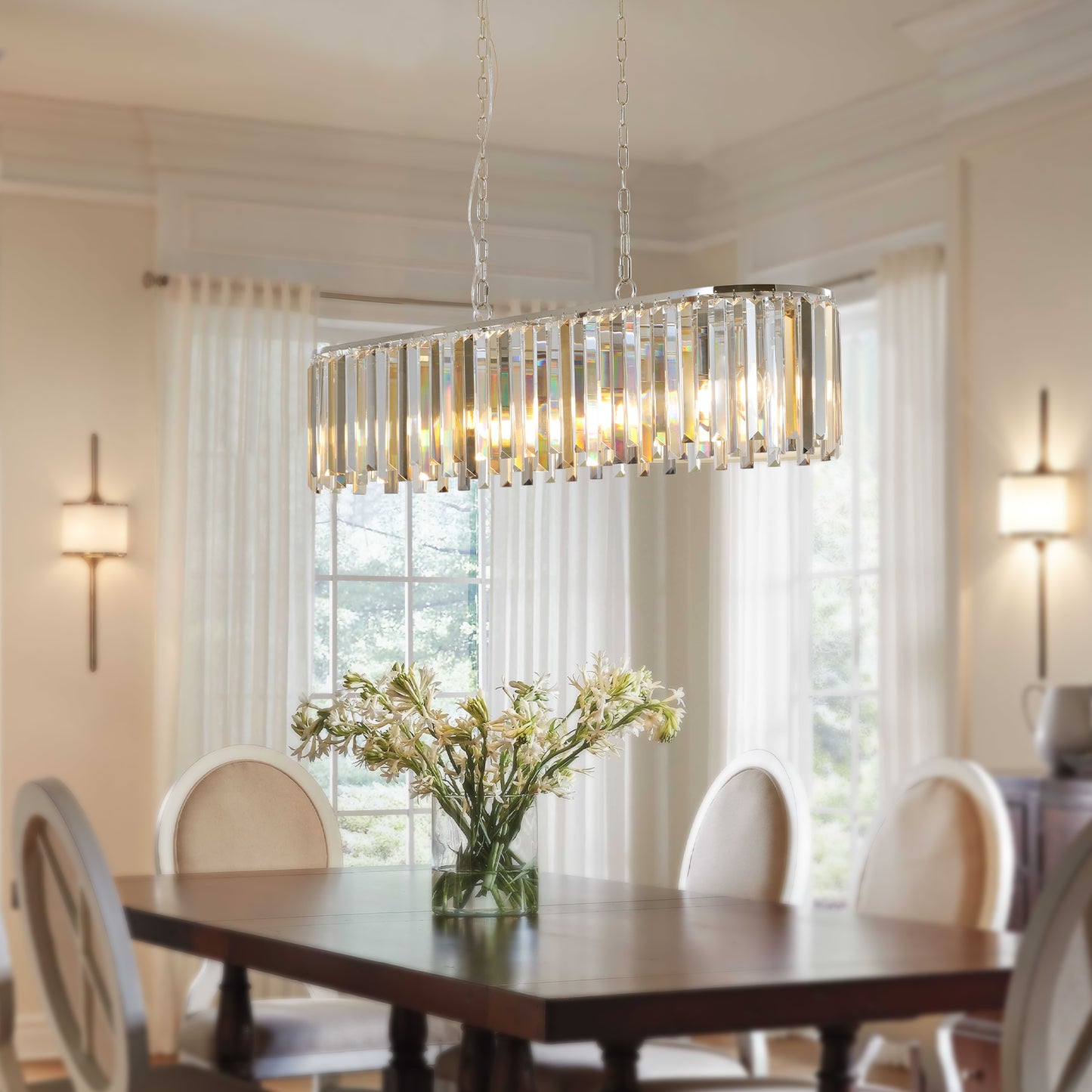 Luxurious transparent crystal chandelier(No Bulbs)