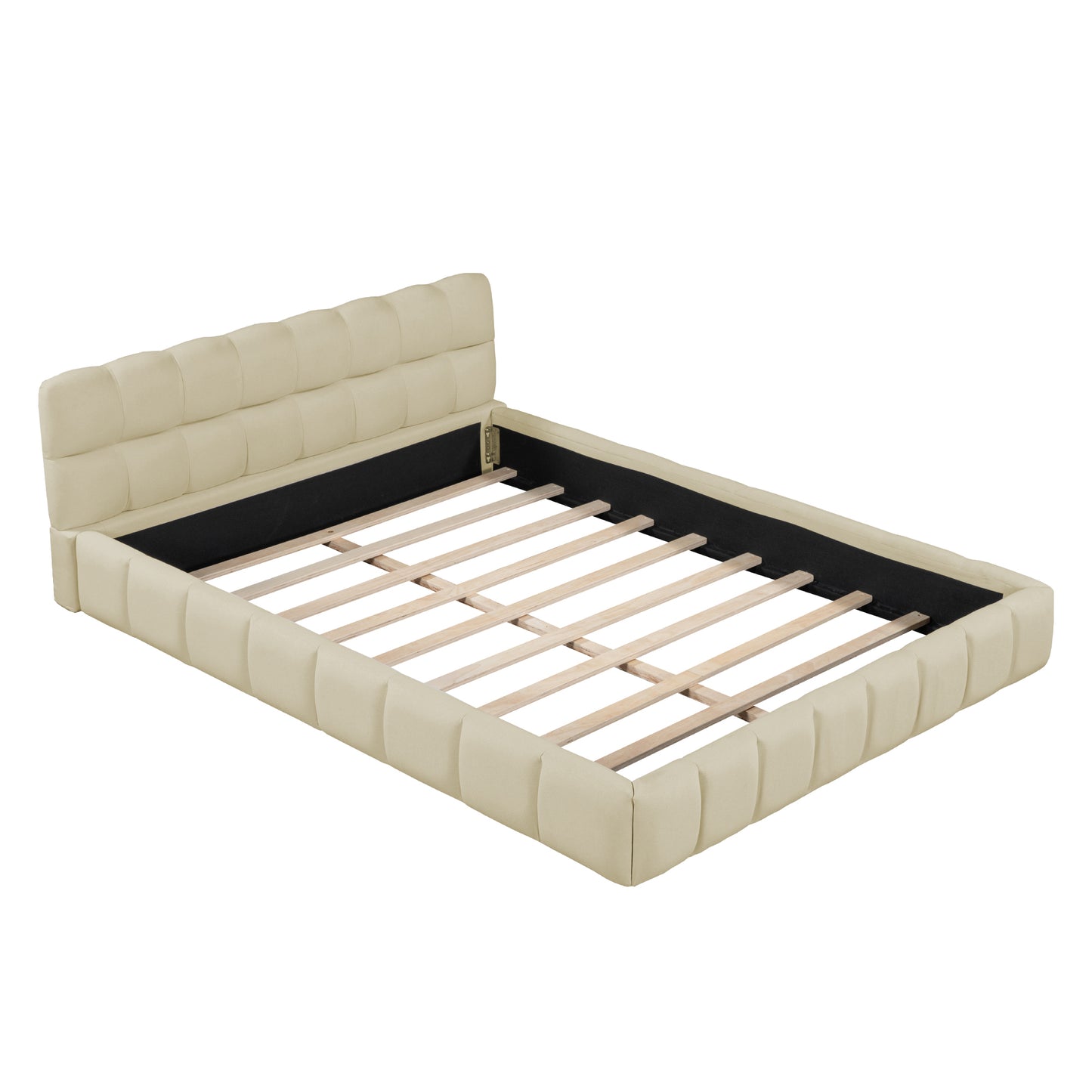 Melysen Clouds Cushioned Queen Bed Beige