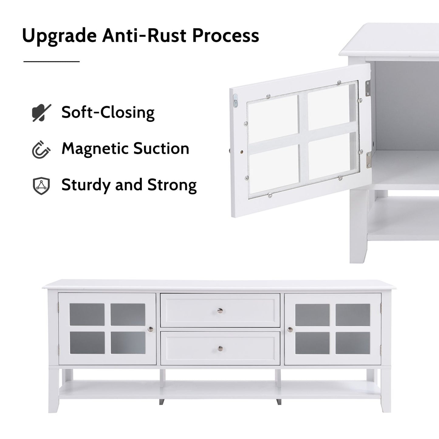 Melysen TV Stand for TVs up to 60", Entertainment Center with Multifunctional Storage Space, TV Cabinet with Modern Design, Media Console for Living Room, Bedroom,White