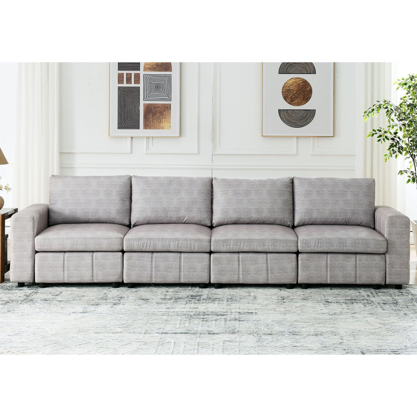 Melysen Upholstered Modular Sofa, Sectional sofa for Living Room Apartment(4-Seater)in