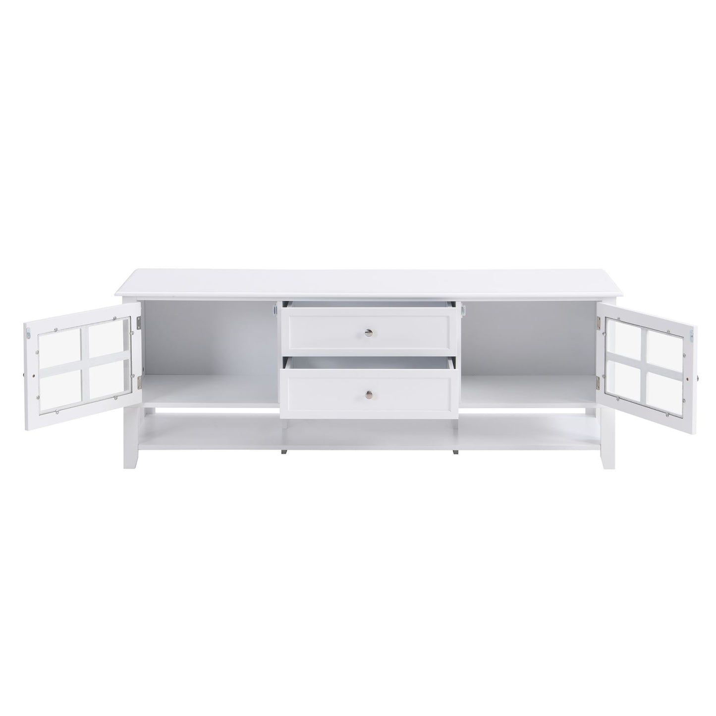 Melysen TV Stand for TVs up to 60", Entertainment Center with Multifunctional Storage Space, TV Cabinet with Modern Design, Media Console for Living Room, Bedroom,White