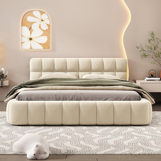 Melysen Clouds Cushioned Queen Bed Beige