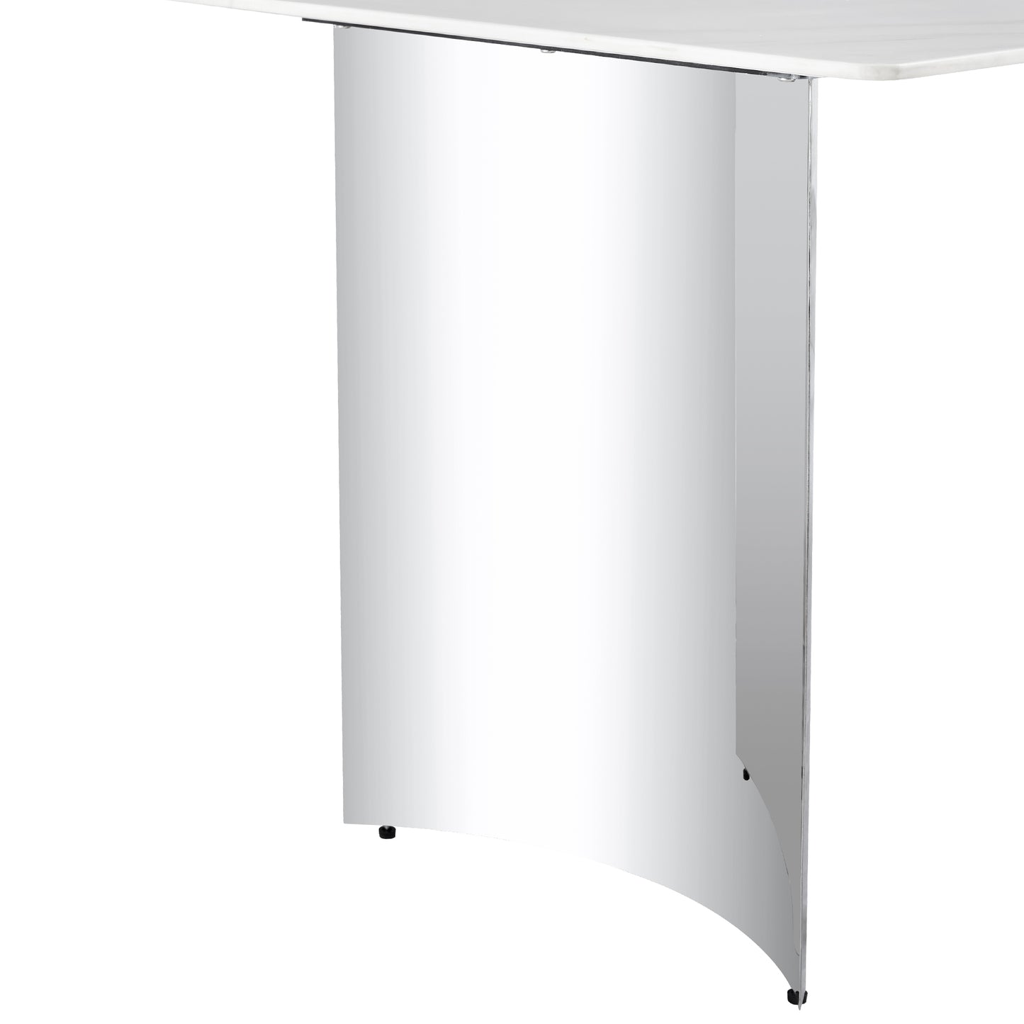 Melysen Modern Minimalist Dining Table. White Imitation Marble Glass Sticker Desktop, Stainless Steel Legs