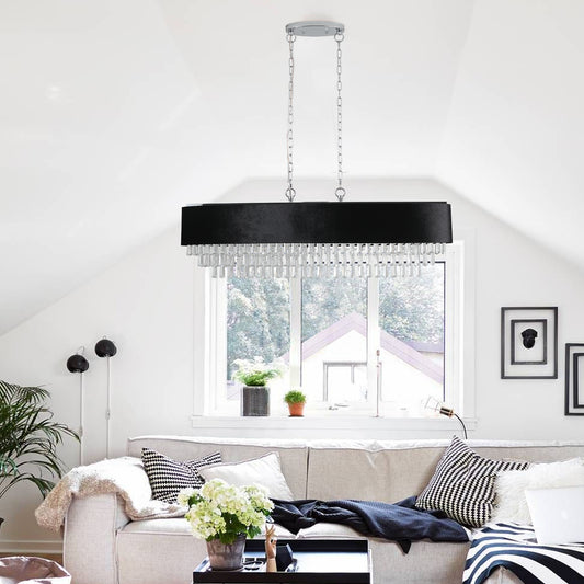 Luxury oval crystal black chandelier(No Bulbs)