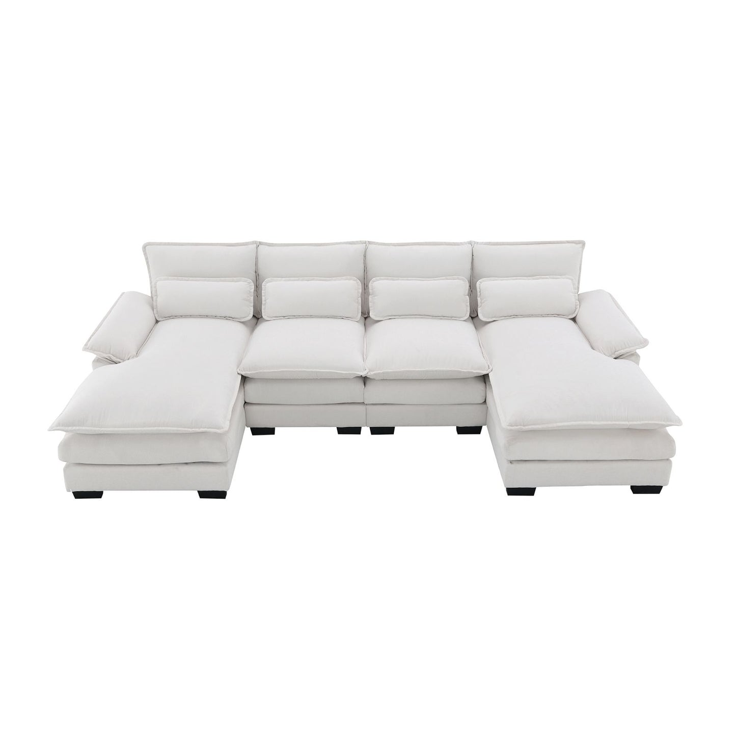 Melysen 109.8*55.9" Modern U-shaped Sectional Sofa with Waist Pillows,6-seat Upholstered Symmetrical Sofa Furniture,Sleeper Sofa Couch with Chaise Lounge for Living Room,Apartment,2 Color