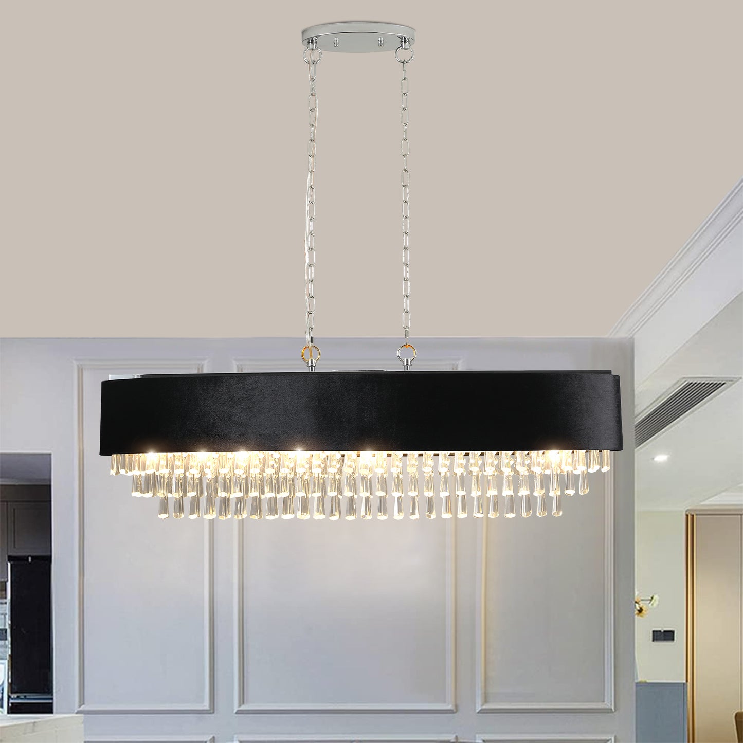 Luxury oval crystal black chandelier(No Bulbs)