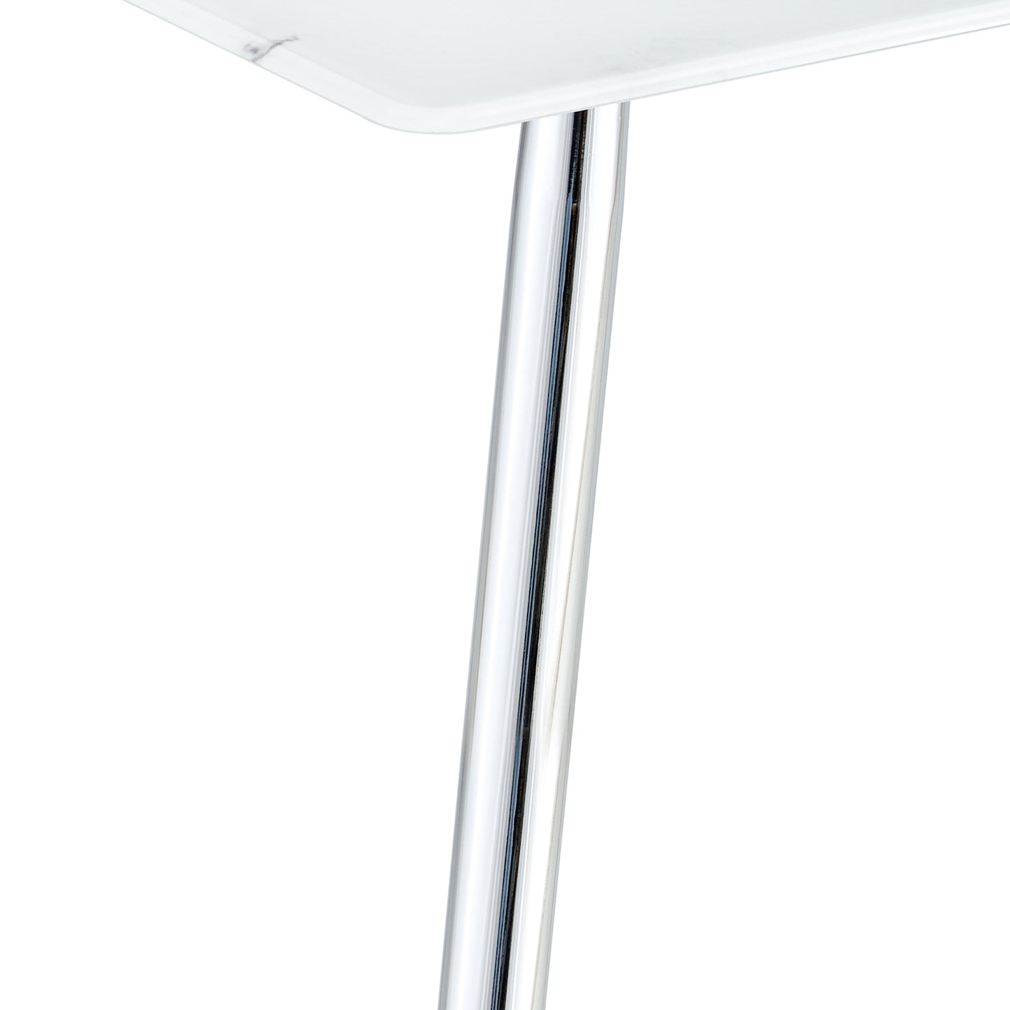 Melysen Modern Minimalist Rectangular White Imitation Marble Dining Table, 0.3 Inch Thick, Silver Metal Legs