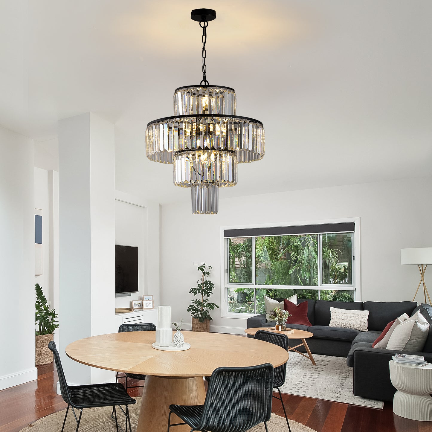 12-E12 Black Luxury Crystal Chandelier(No Bulbs)