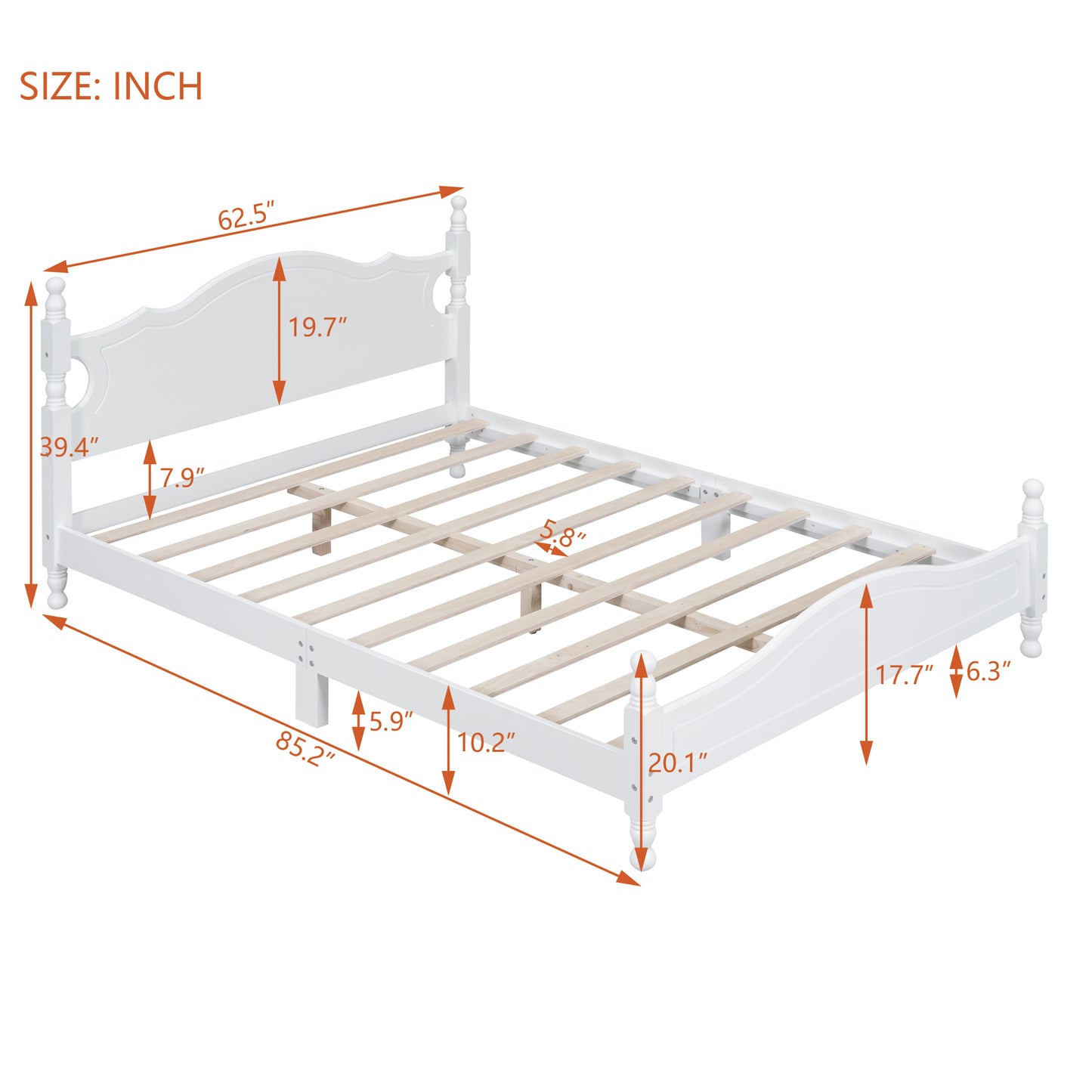 Melysen Queen Size Wood Platform Bed Frame,Retro Style Platform Bed with Wooden Slat Support