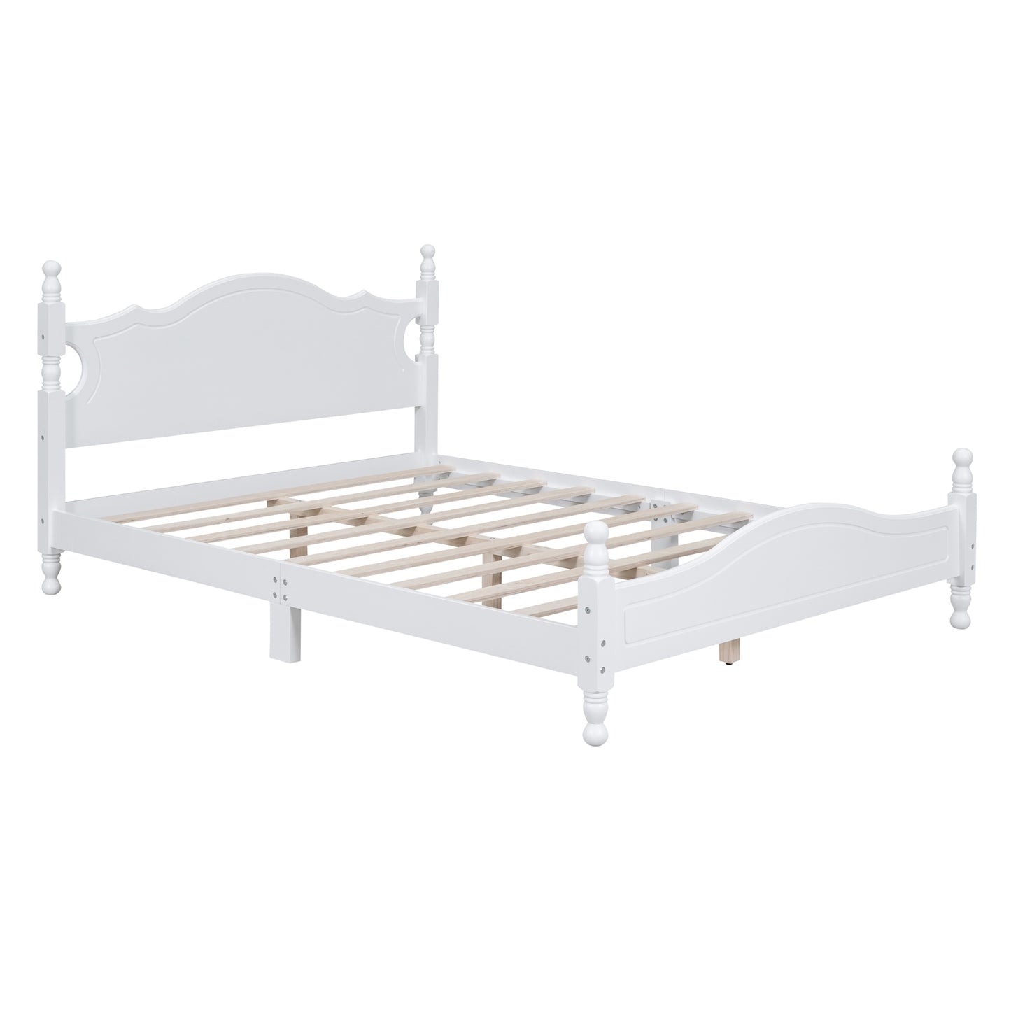 Melysen Queen Size Wood Platform Bed Frame,Retro Style Platform Bed with Wooden Slat Support