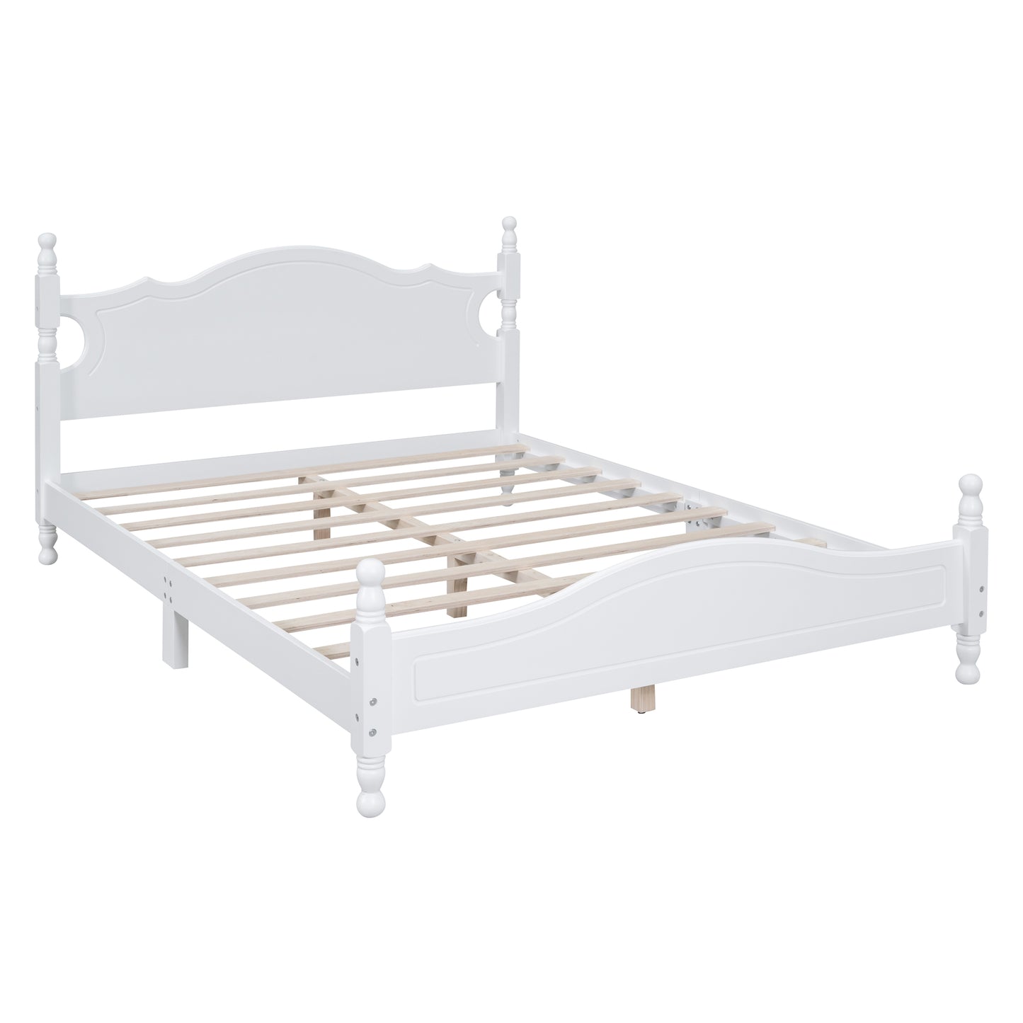 Melysen Queen Size Wood Platform Bed Frame,Retro Style Platform Bed with Wooden Slat Support