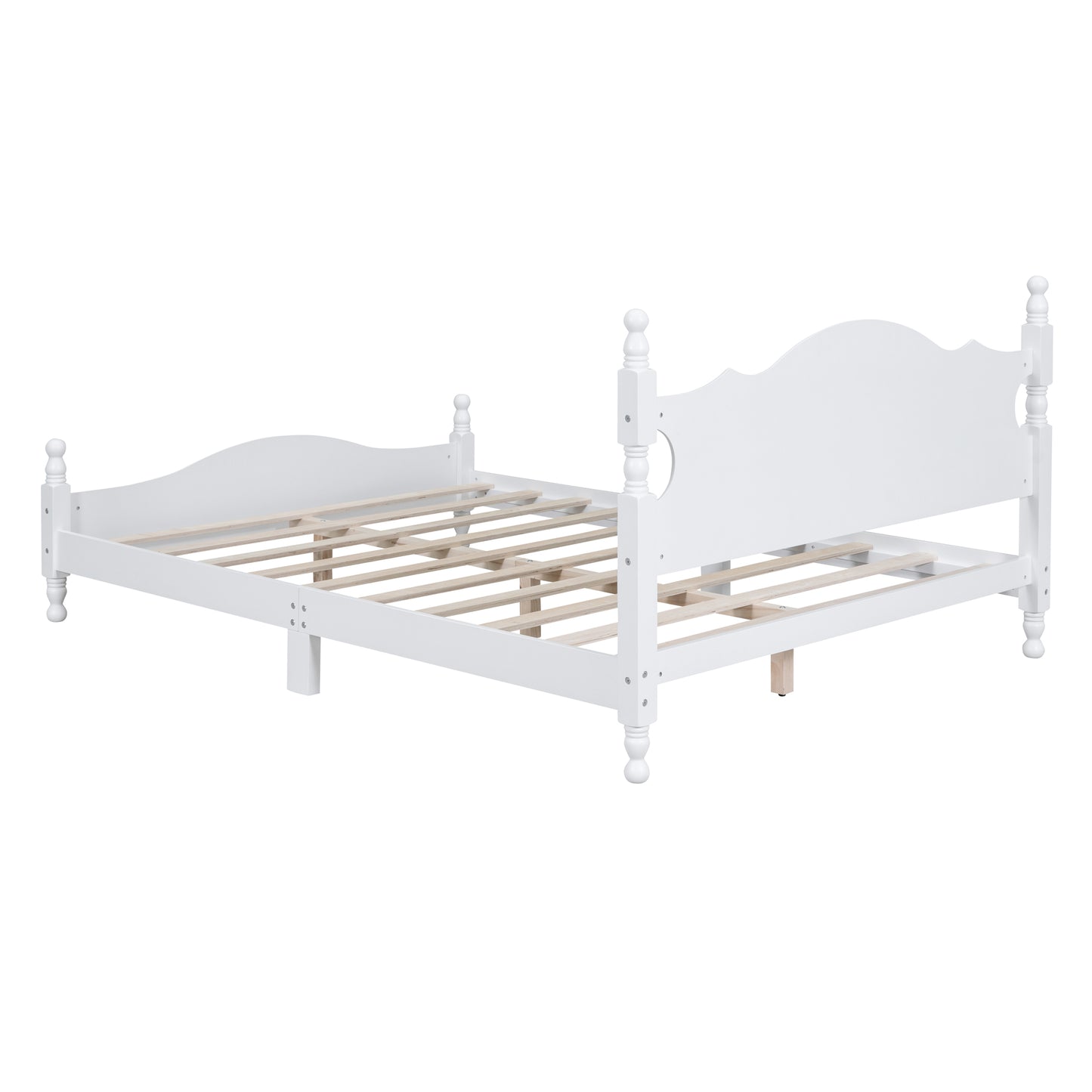 Melysen Queen Size Wood Platform Bed Frame,Retro Style Platform Bed with Wooden Slat Support