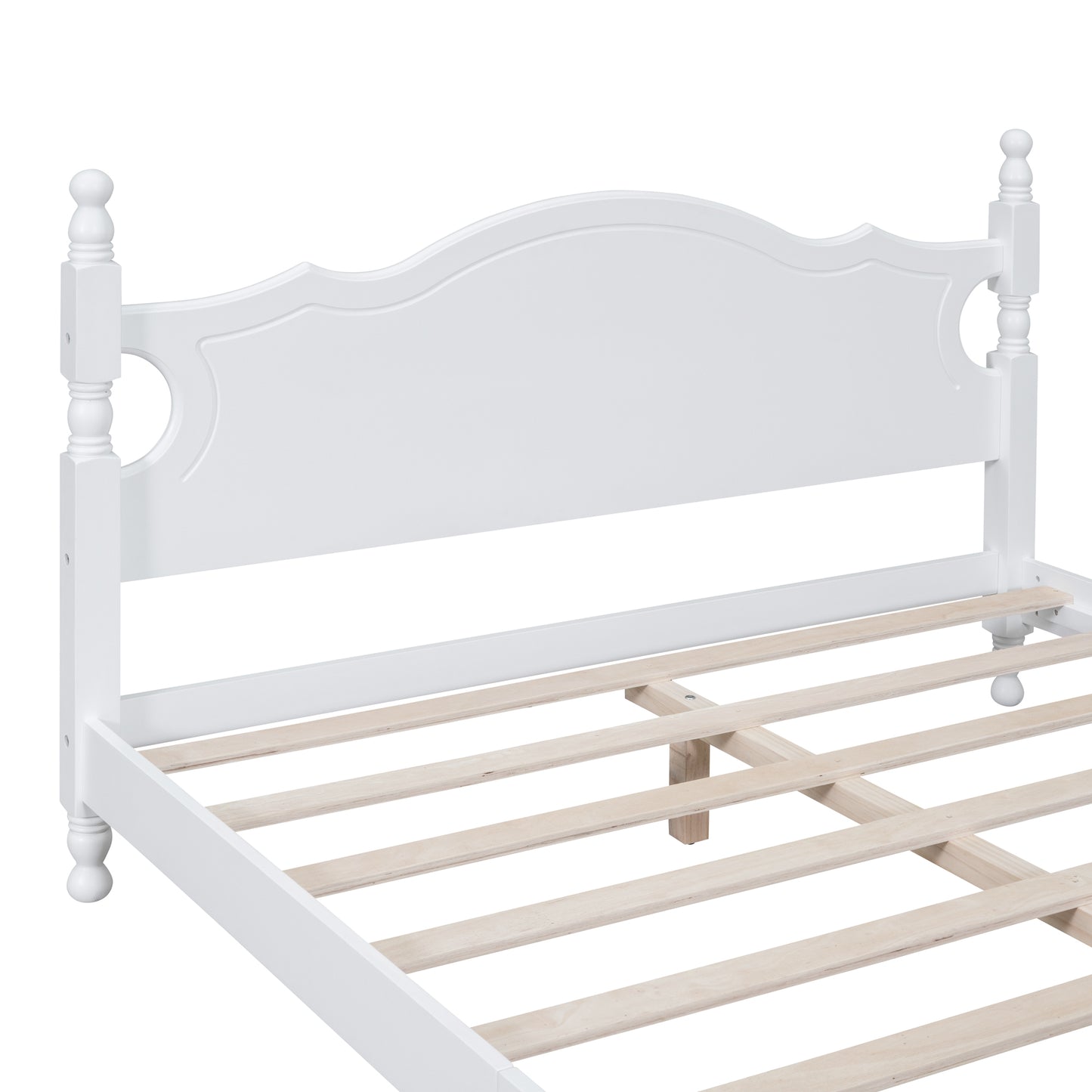 Melysen Queen Size Wood Platform Bed Frame,Retro Style Platform Bed with Wooden Slat Support