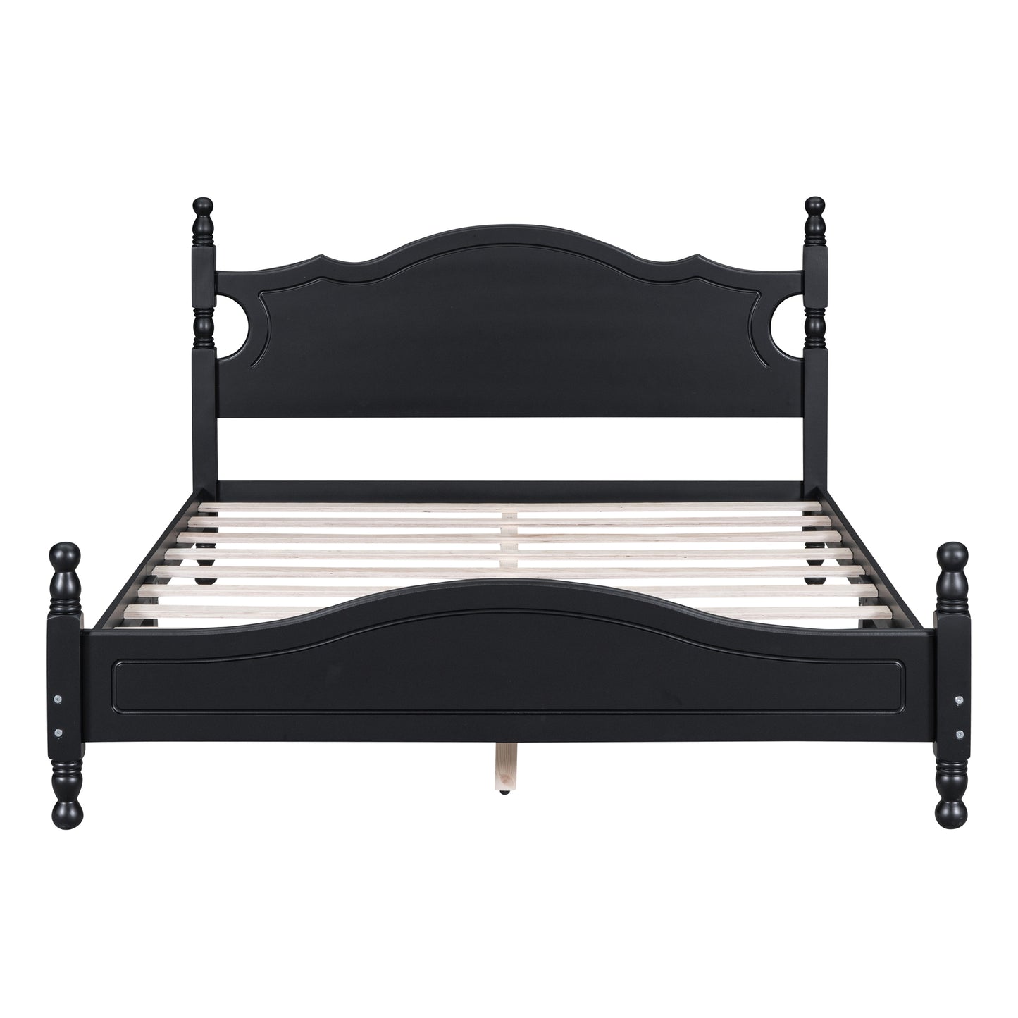 Melysen Queen Size Wood Platform Bed Frame,Retro Style Platform Bed with Wooden Slat Support