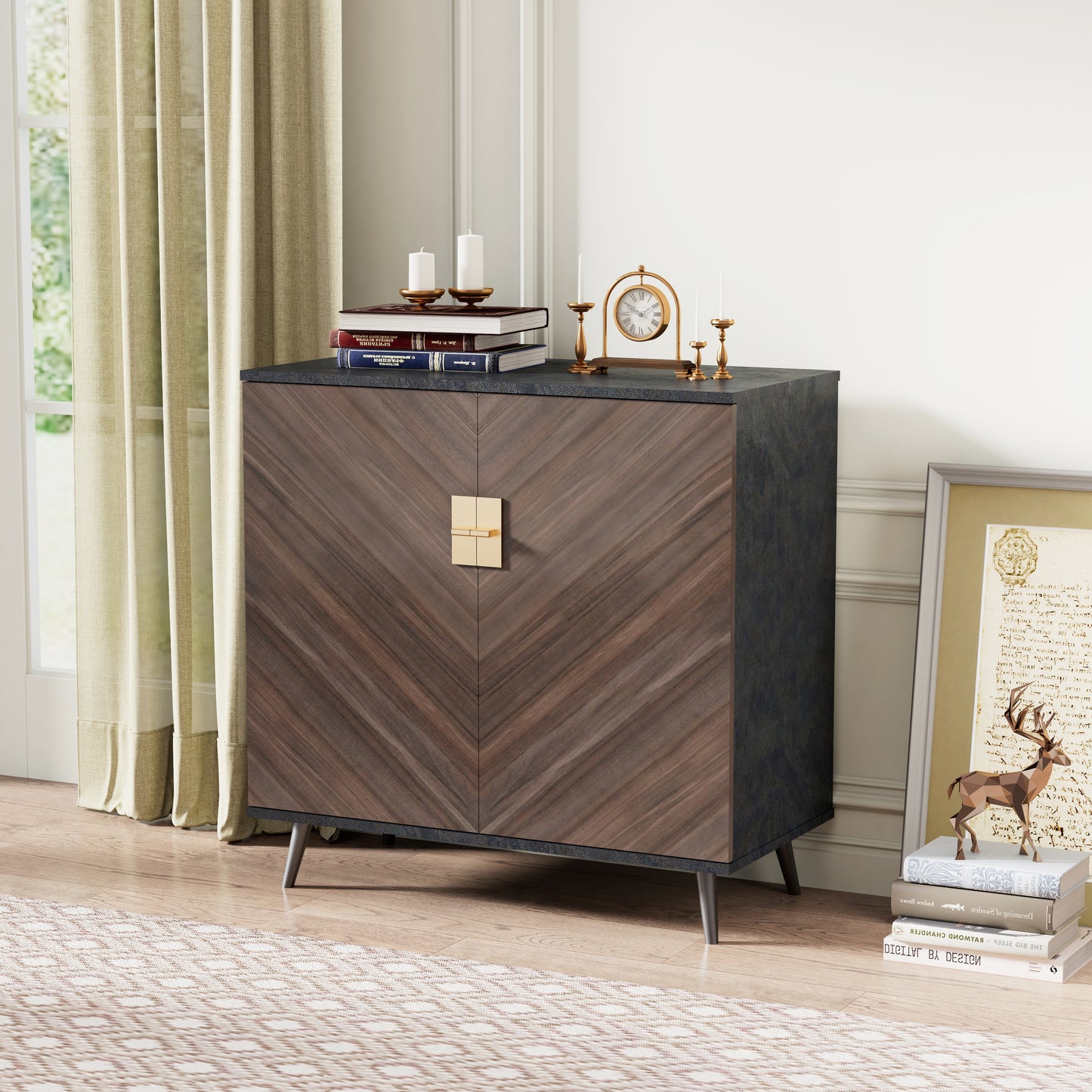 Melysen Accent Storage Cabinet with Doors, Bar Cabinet Buffet Cabinet with Storage for Living Room, Hallway, Bedroomin