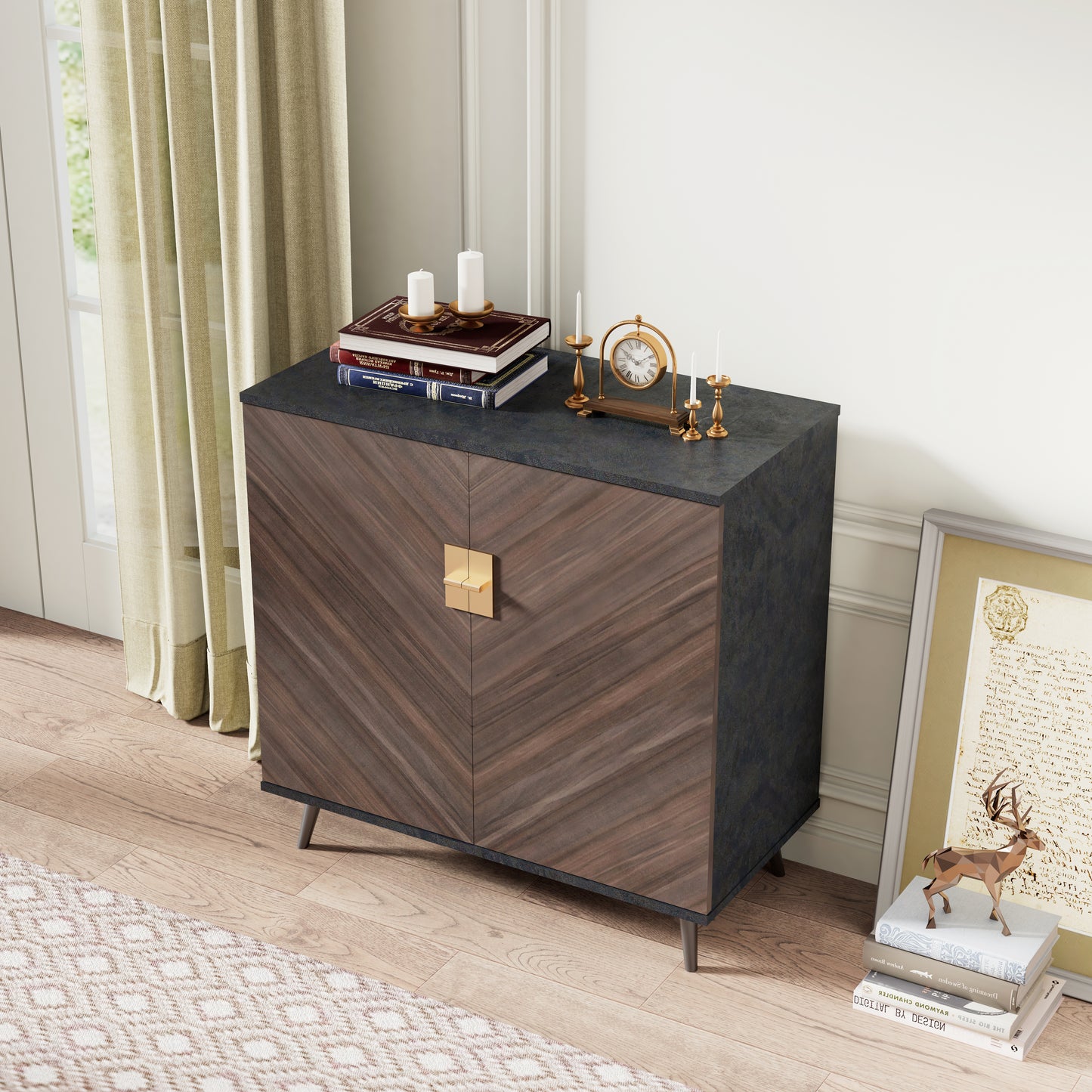 Melysen Accent Storage Cabinet with Doors, Bar Cabinet Buffet Cabinet with Storage for Living Room, Hallway, Bedroomin