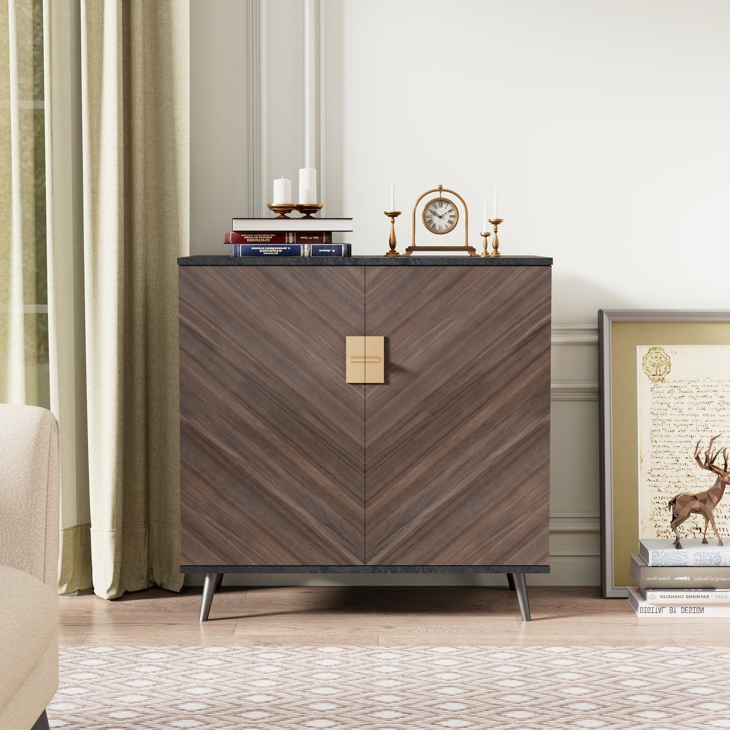 Melysen Accent Storage Cabinet with Doors, Bar Cabinet Buffet Cabinet with Storage for Living Room, Hallway, Bedroomin