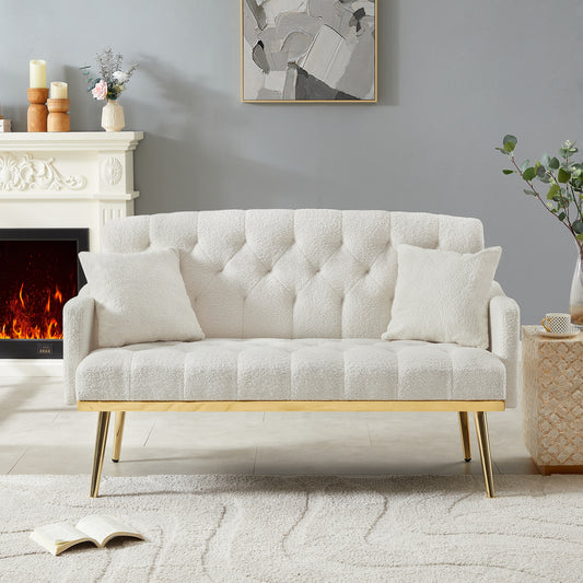 Melysen Cream White Teddy Fabric 2 Seater Sofa