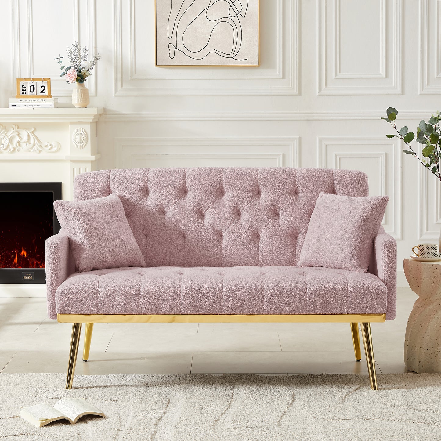 Melysen Pink Teddy Fabric 2 Seater Sofa