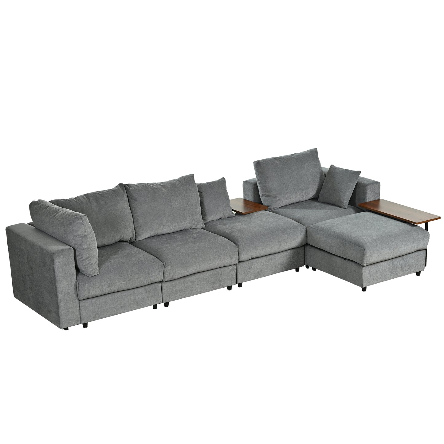 Melysen Modern Large L-Shape Sectional Sofa for Living Room£¬2 Pillows and 2 End Tables