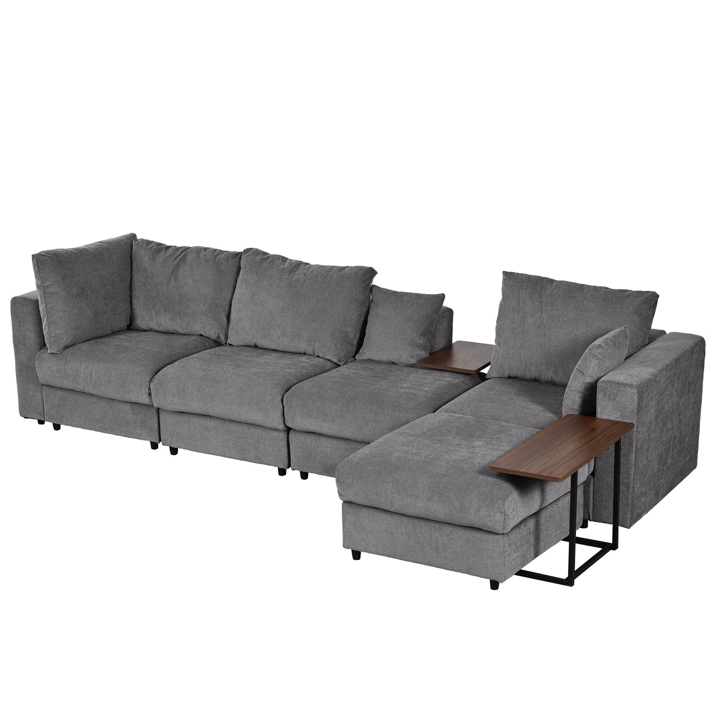 Melysen Modern Large L-Shape Sectional Sofa for Living Room£¬2 Pillows and 2 End Tables