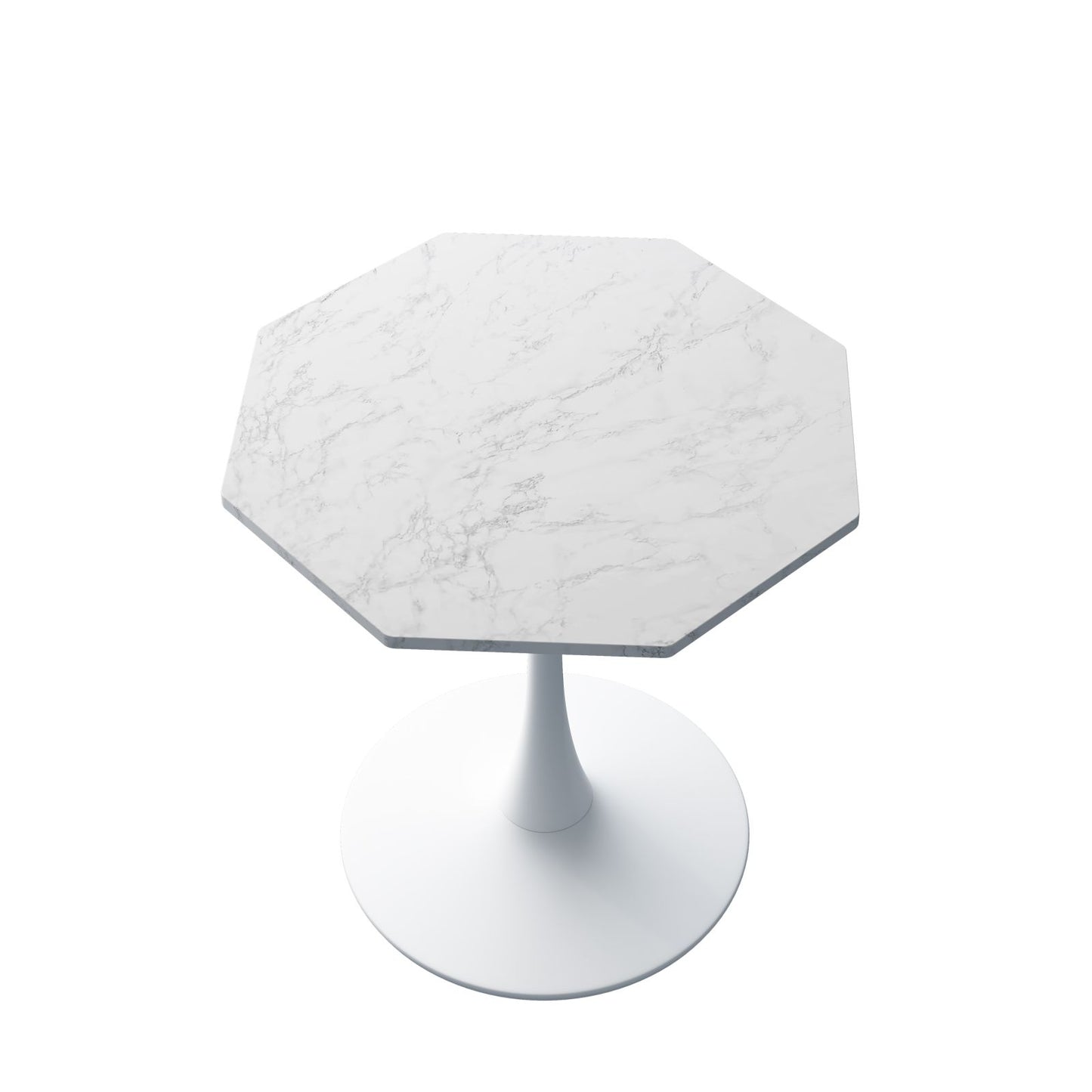 Melysen 31.50"Modern Octagonal Coffee Table with Printed White Marble Table Top,Metal Base, for Dining Room, Kitchen, Living Room