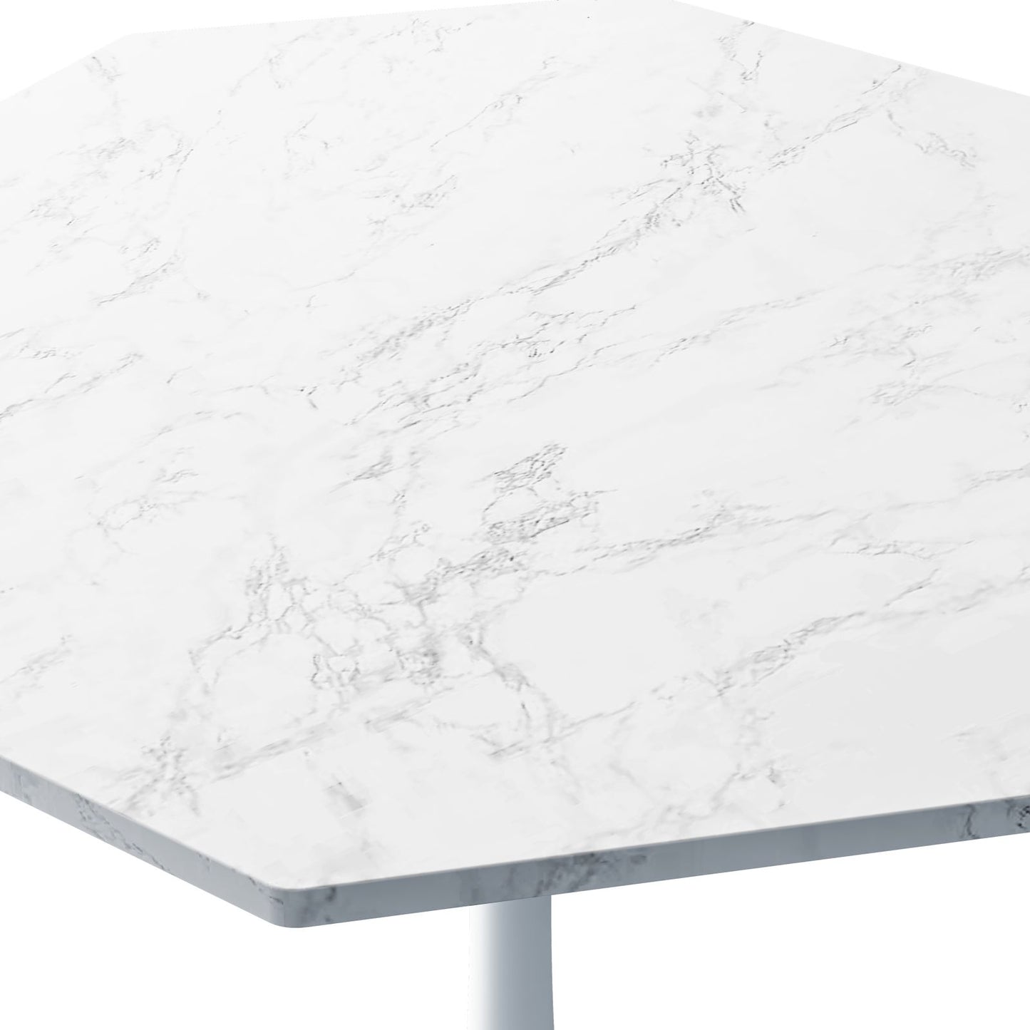 Melysen 31.50"Modern Octagonal Coffee Table with Printed White Marble Table Top,Metal Base, for Dining Room, Kitchen, Living Room