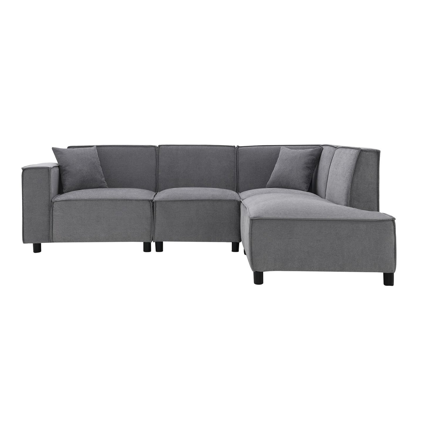 Melysen 97*74" Modern Minimalist Style Sectional Sofa,L-shaped Couch Set with 2 Free pillows,5-seat Chenille Fabric Couch with Chaise Lounge for Living Room, Apartment, Office,2 Colors