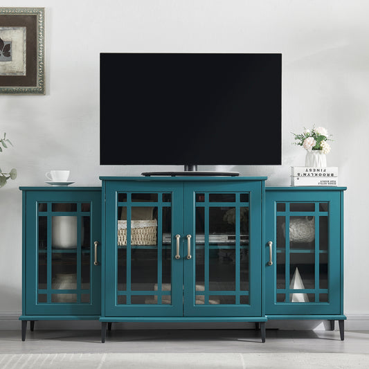 Melysen 62" TV Stand,Buffet Sideboard Cabinet,Teal Blue