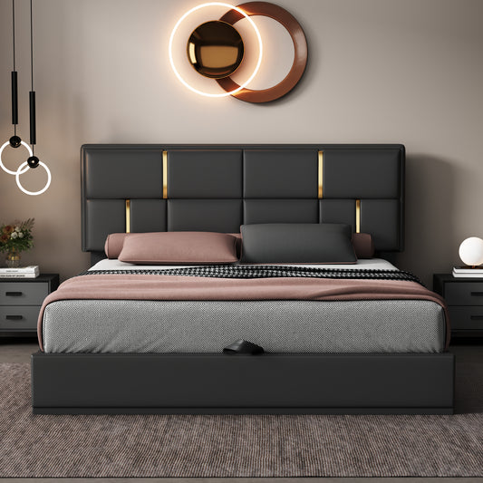 Melysen Queen Size Upholstered Platform Bed with Hydraulic Storage System