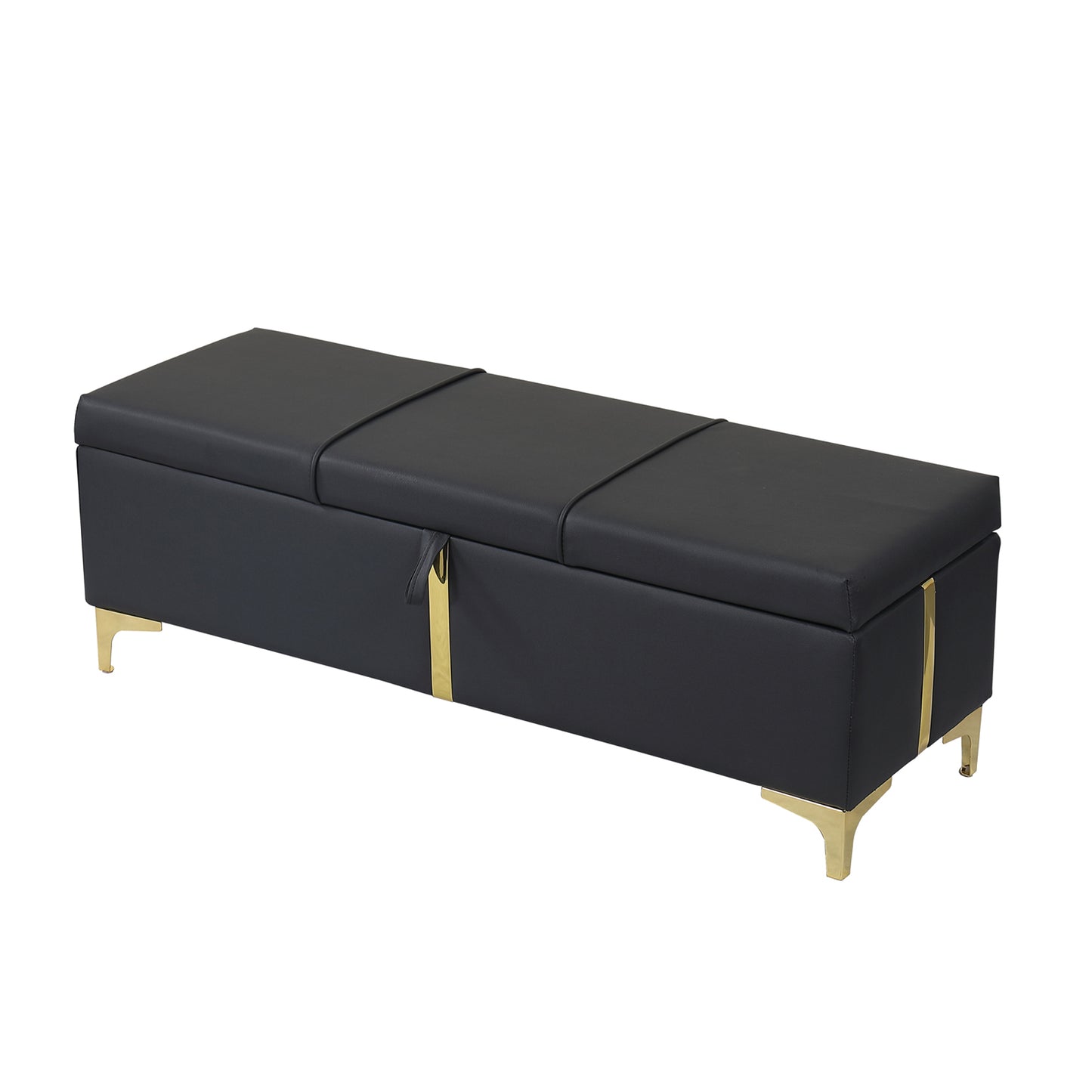 Melysen Elegant Upholstered Storage Ottoman,Storage Bench with Metal Legs for Bedroom,Living Room,Fully Assembled Except Legs