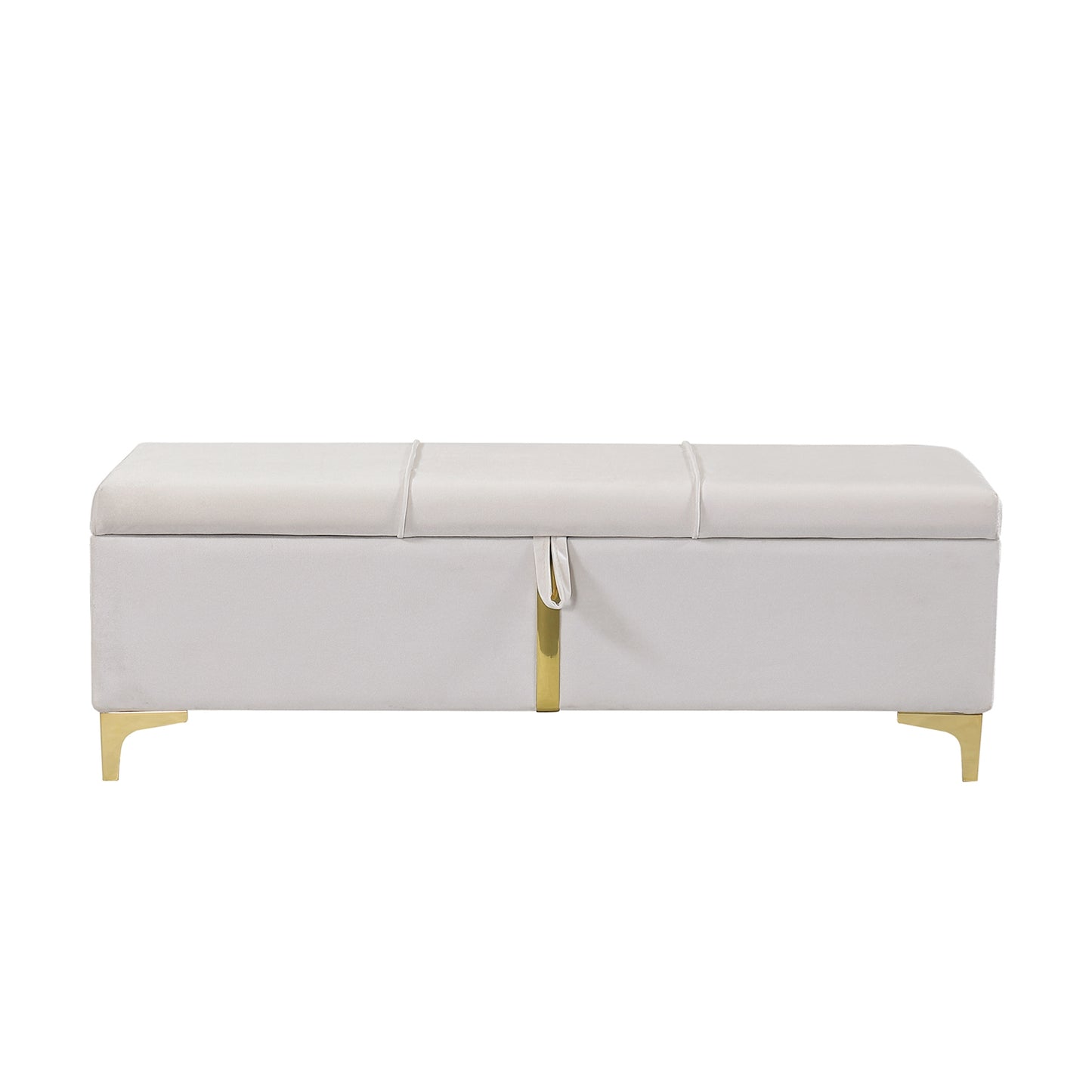 Melysen Elegant Upholstered Storage Ottoman,Storage Bench with Metal Legs for Bedroom,Living Room,Fully Assembled Except Legs