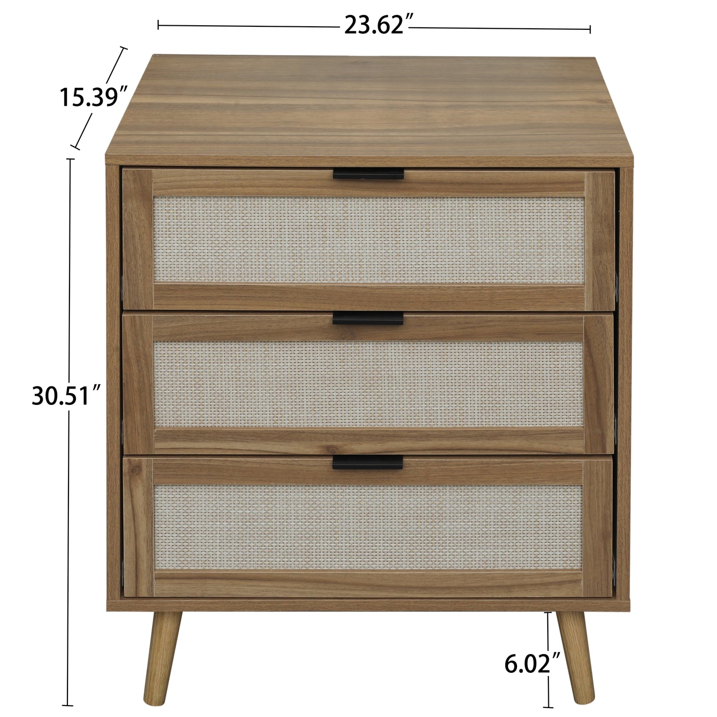 Melysen 3 Drawer Cabinet, Suitable for bedroom, living room, study,Walnut