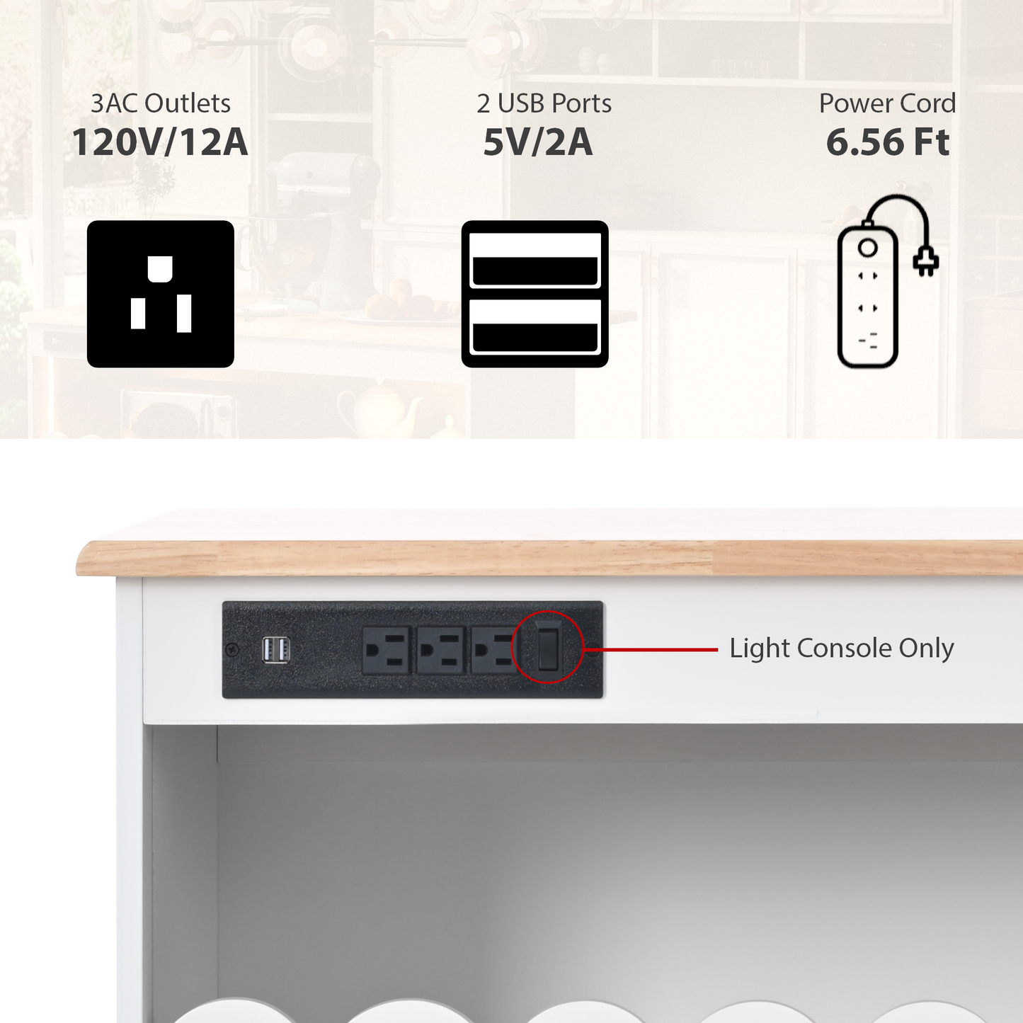 Melysen Kitchen Island with Drop Leaf, LED Light Kitchen Cart on Wheels with Power Outlets, 2 Sliding Fluted Glass Doors, Large Kitchen Island Cart with 2 Cabinet and 1 open Shelf (White)