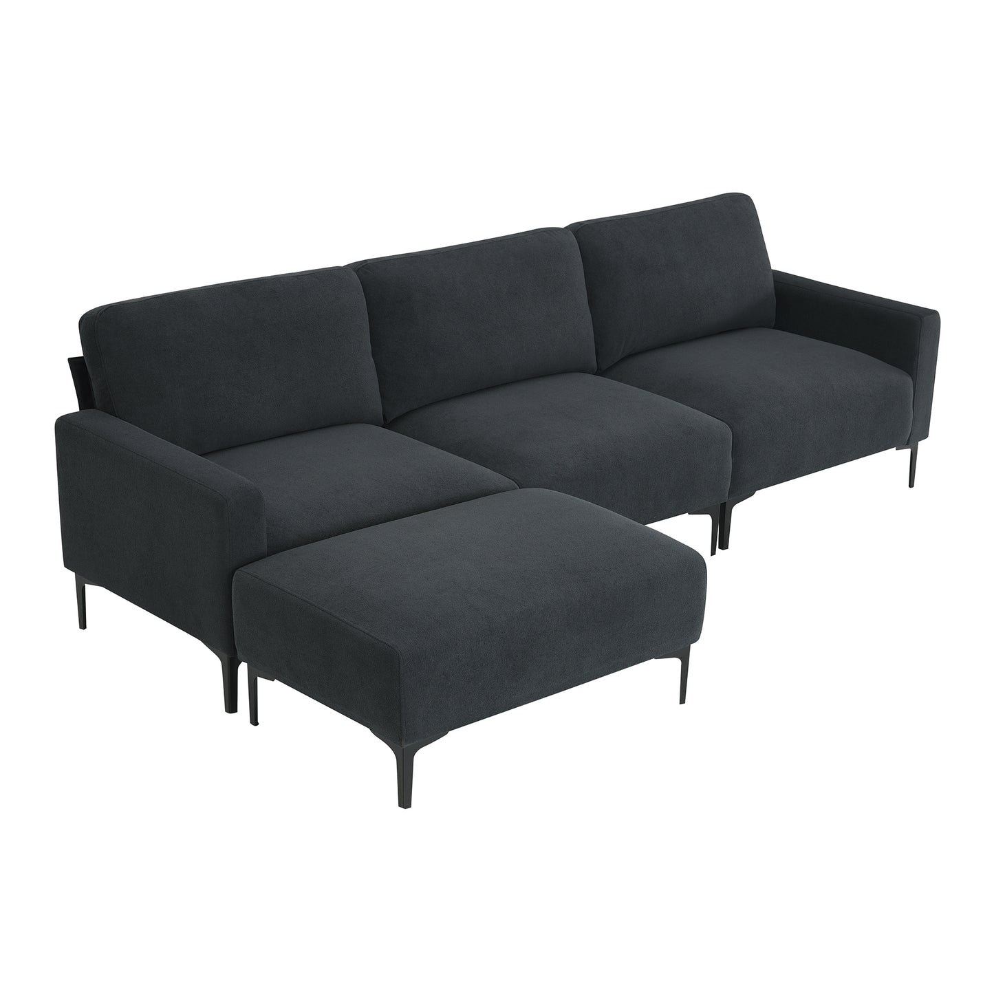 Melysen 103.5*59" Modern L-shaped Sectional Sofa, 4-seat Velvet Fabric Couch Set with Convertible Ottoman,Freely Combinable Sofa for Living Room, Apartment, Office,Apartment,2 Colors