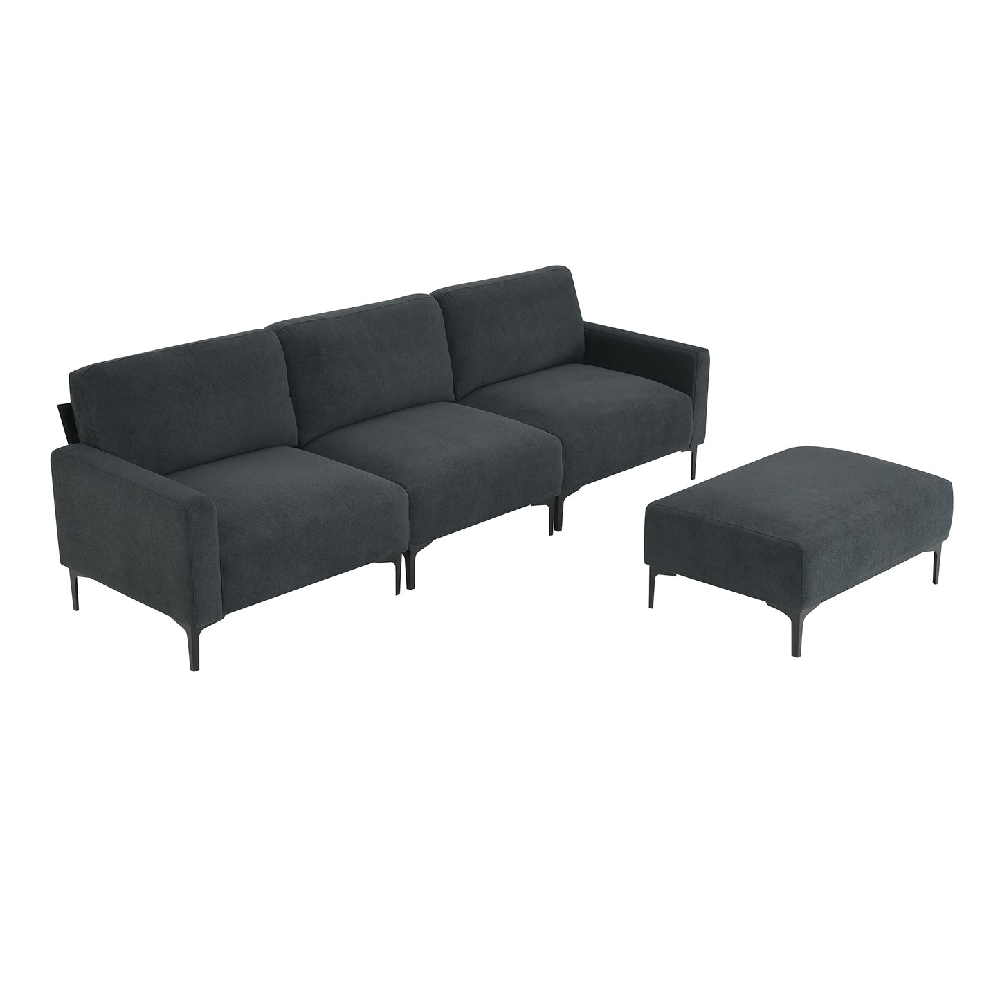 Melysen 103.5*59" Modern L-shaped Sectional Sofa, 4-seat Velvet Fabric Couch Set with Convertible Ottoman,Freely Combinable Sofa for Living Room, Apartment, Office,Apartment,2 Colors