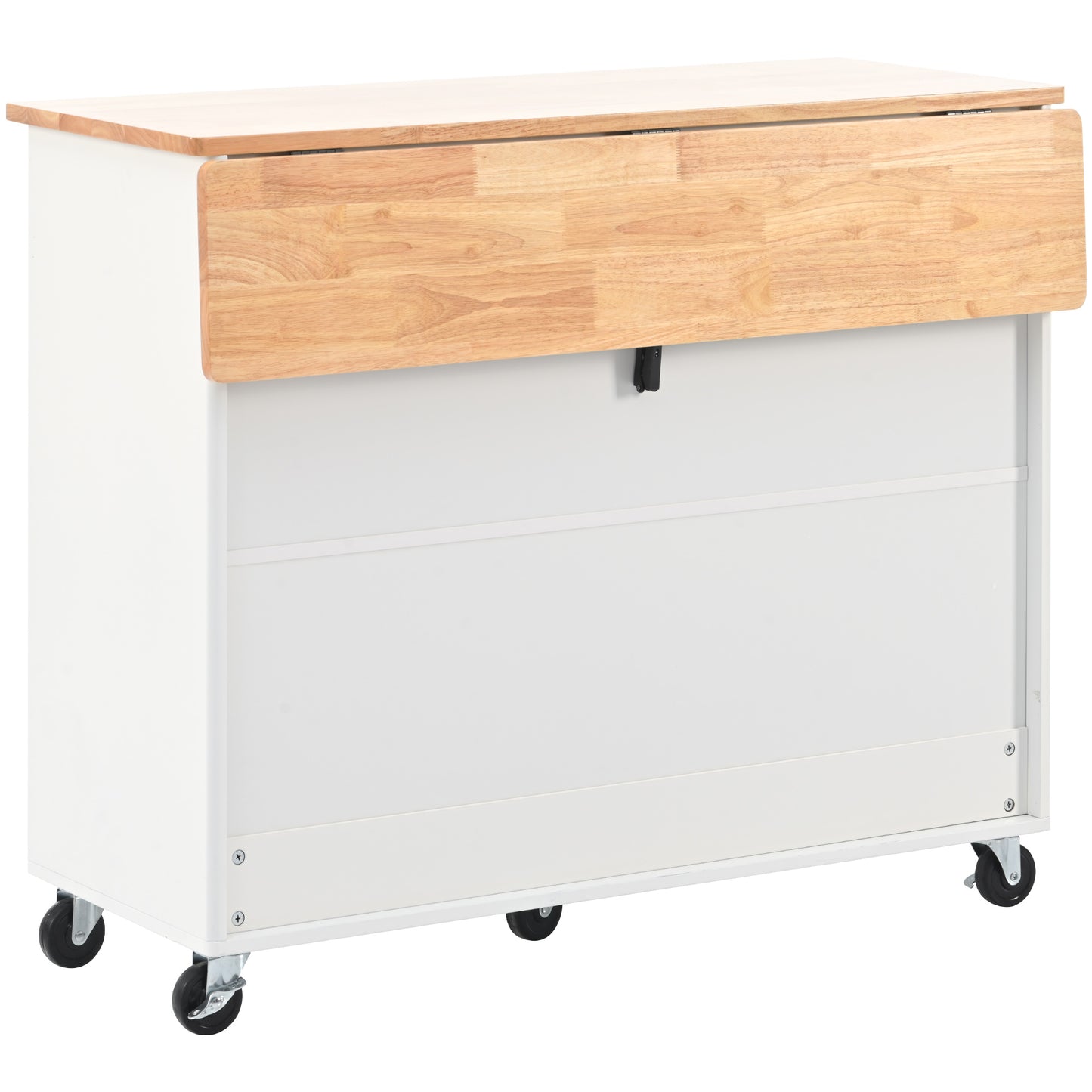 Melysen Kitchen Island with Drop Leaf, LED Light Kitchen Cart on Wheels with 2 Fluted Glass Doors and 1 Flip Cabinet Door, Large Kitchen Island Cart with an Adjustable Shelf and 2 Drawers (White)