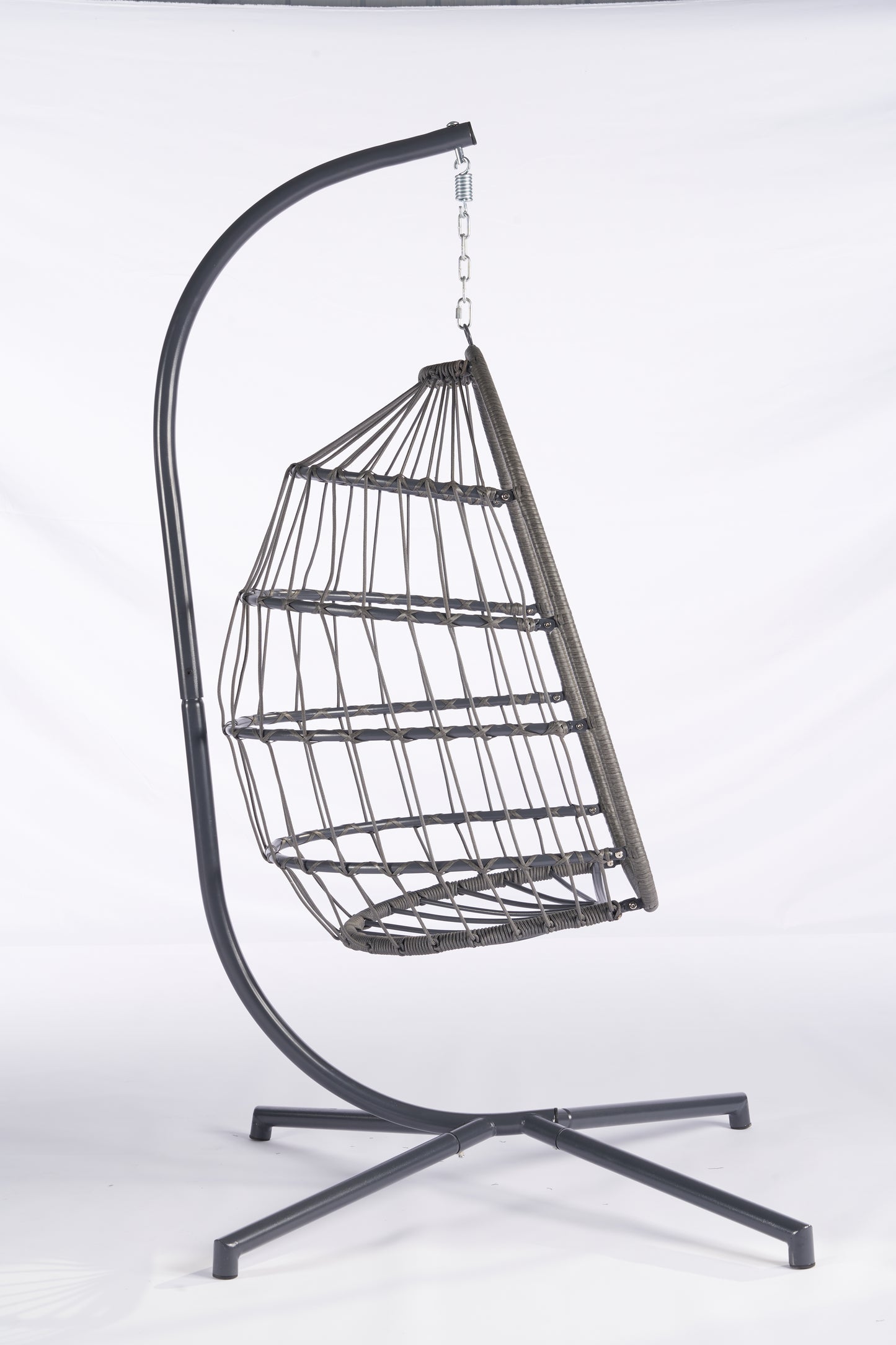 Melysen Outdoor Garden Rattan Egg Swing Chair Hanging Chair Dark Blue Cushion