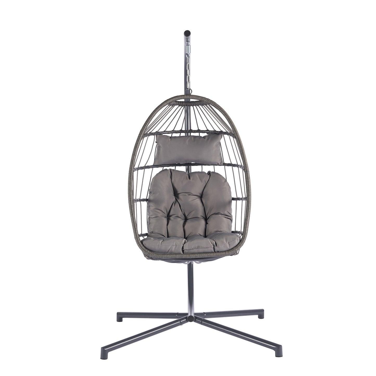 Melysen Outdoor Garden Rattan Egg Swing Chair Hanging Chair  Light Gray Cushion