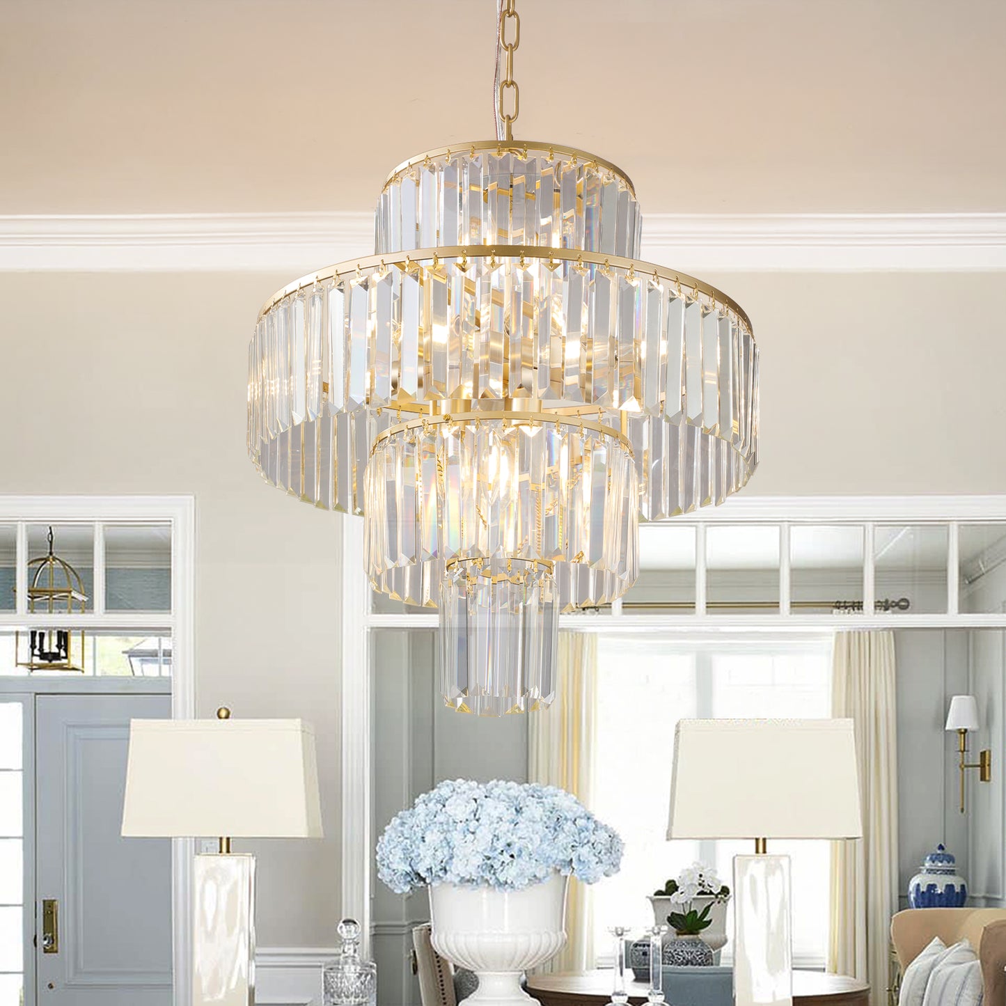 Crystal Modern Chandelier,For Living Room, Dining Room and Bedroom(No Bulbs)