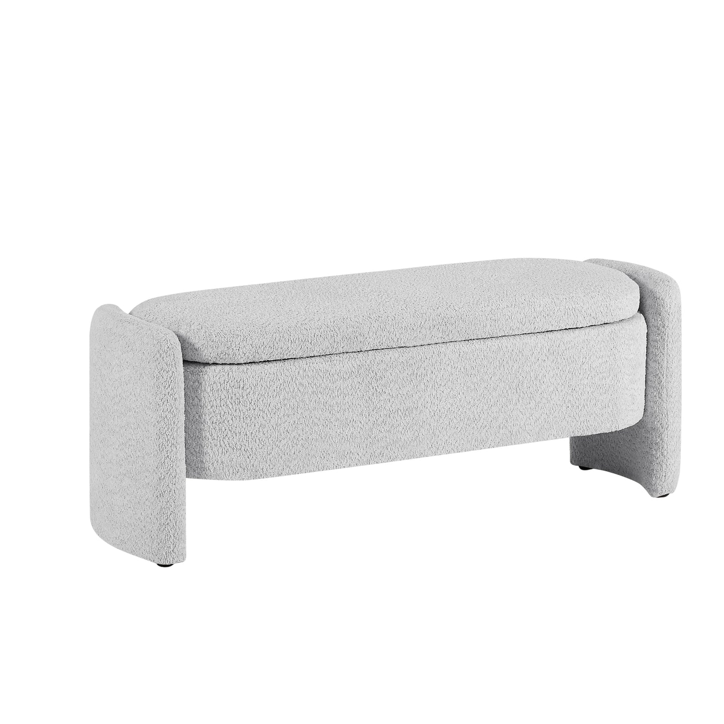 Melysen Ottoman Oval Storage Bench 3D Lamb Fleece Fabric  Bench with Large Storage Space for the Living Room, Entryway and Bedroom