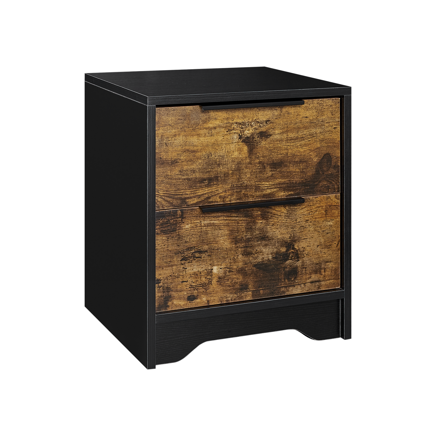 Melysen Wooden 2 drawers nightstand,Antique Black