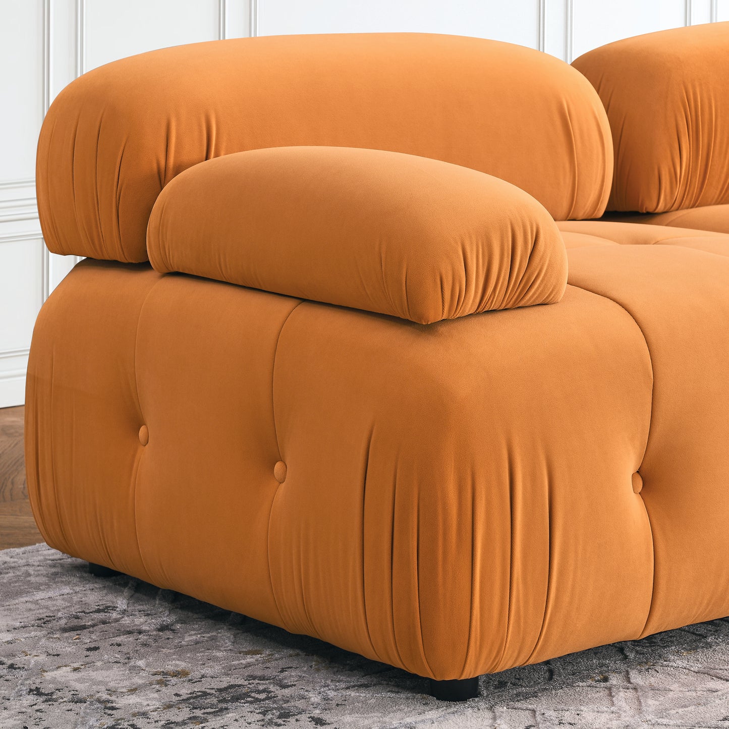 Melysen 93 "Modern Living Room Modular Combined Sofa,Orange Velvet