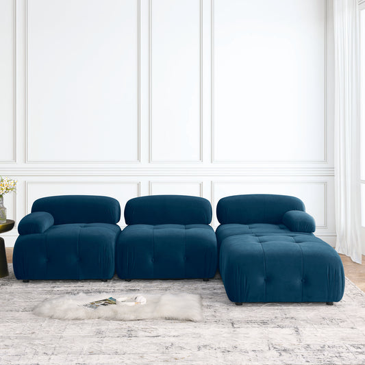 Melysen 93 "Modern Living Room Modular Combined Sofa,Navy Velvet