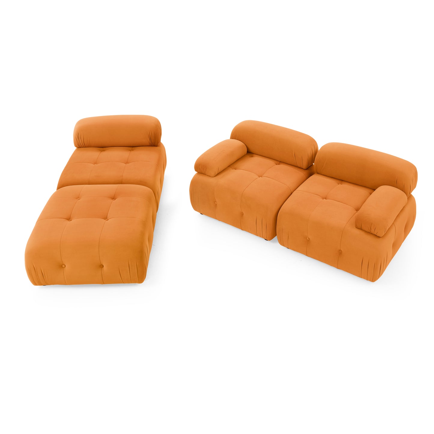 Melysen 93 "Modern Living Room Modular Combined Sofa,Orange Velvet