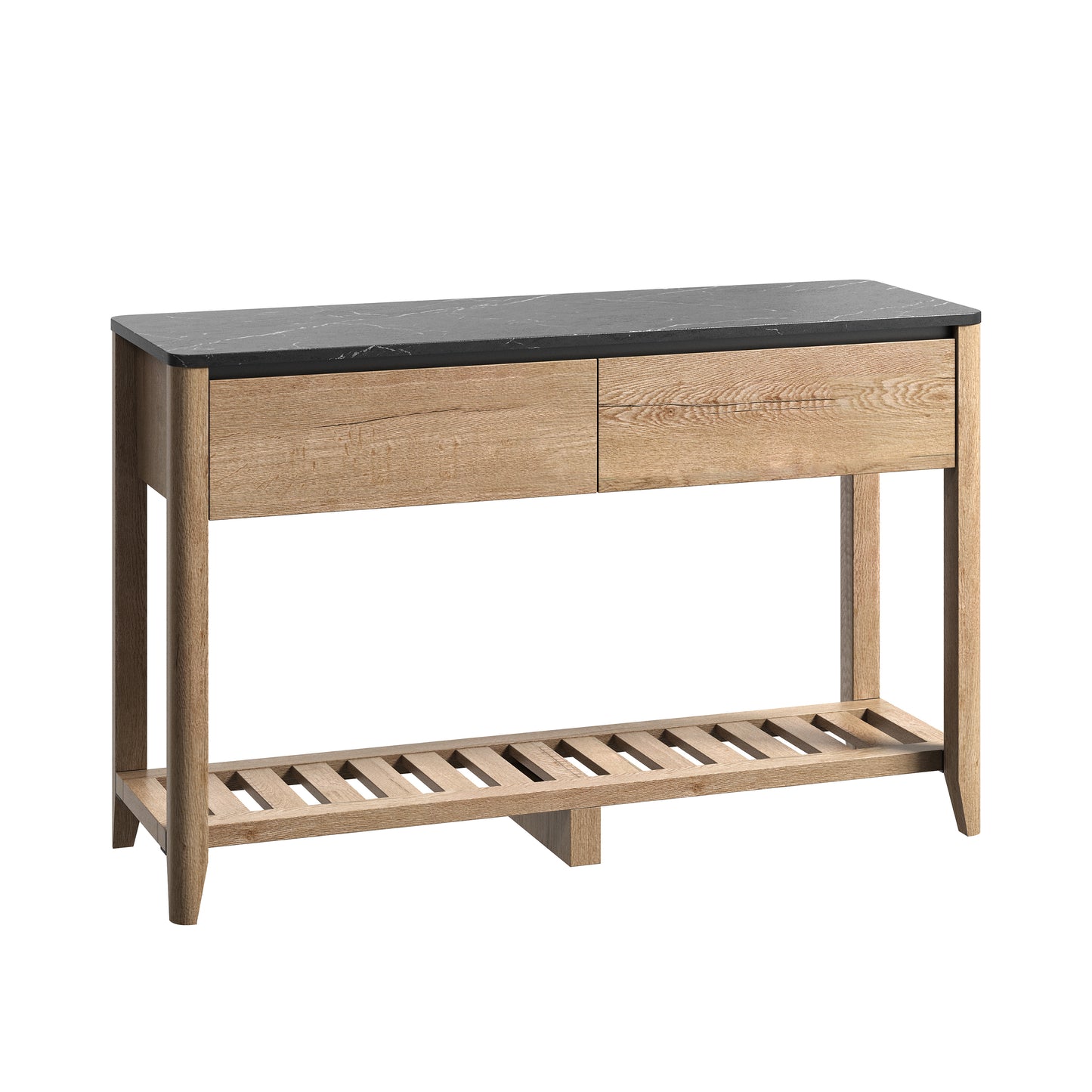 Melysen 47 Inch Modern Farmhouse Double Drawers Console Table for Living Room or Entryway