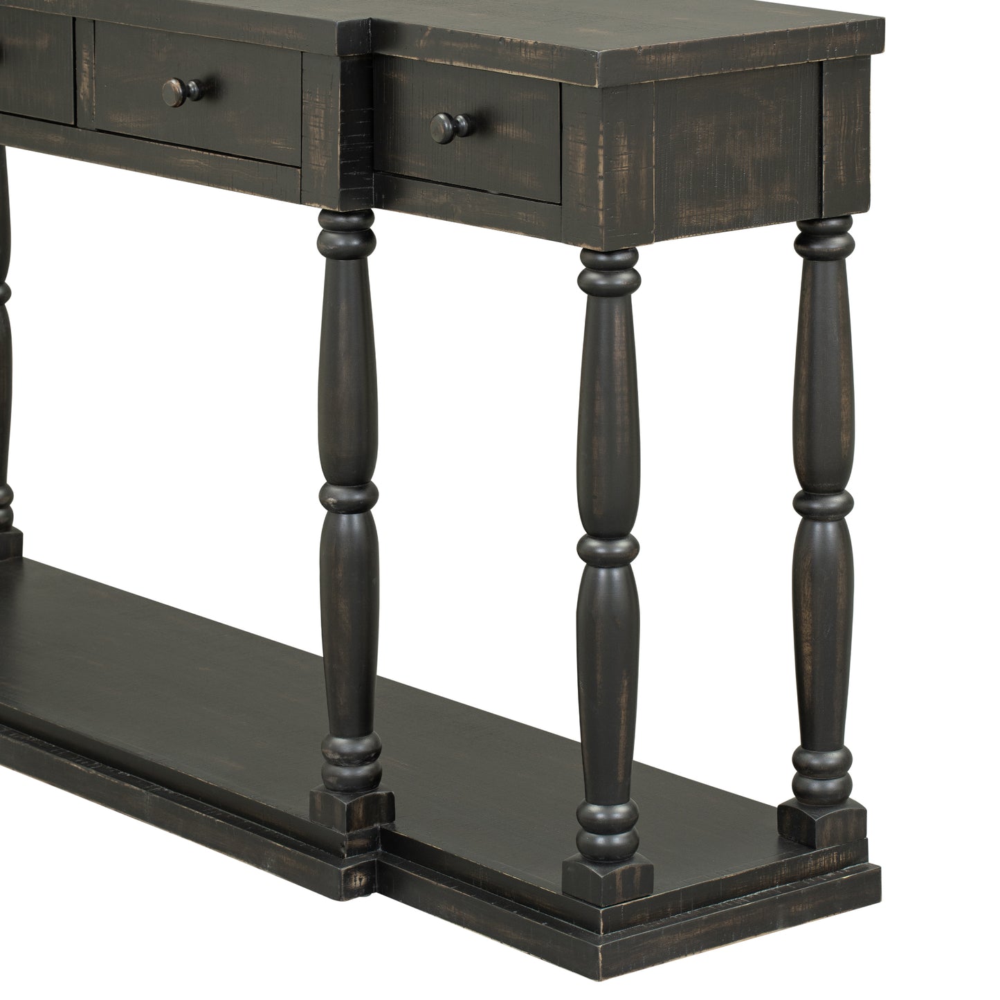 Melysen Retro Senior Console Table for Hallway Living Room Bedroom with 4 Front Facing Storage Drawers and 1 Shelf